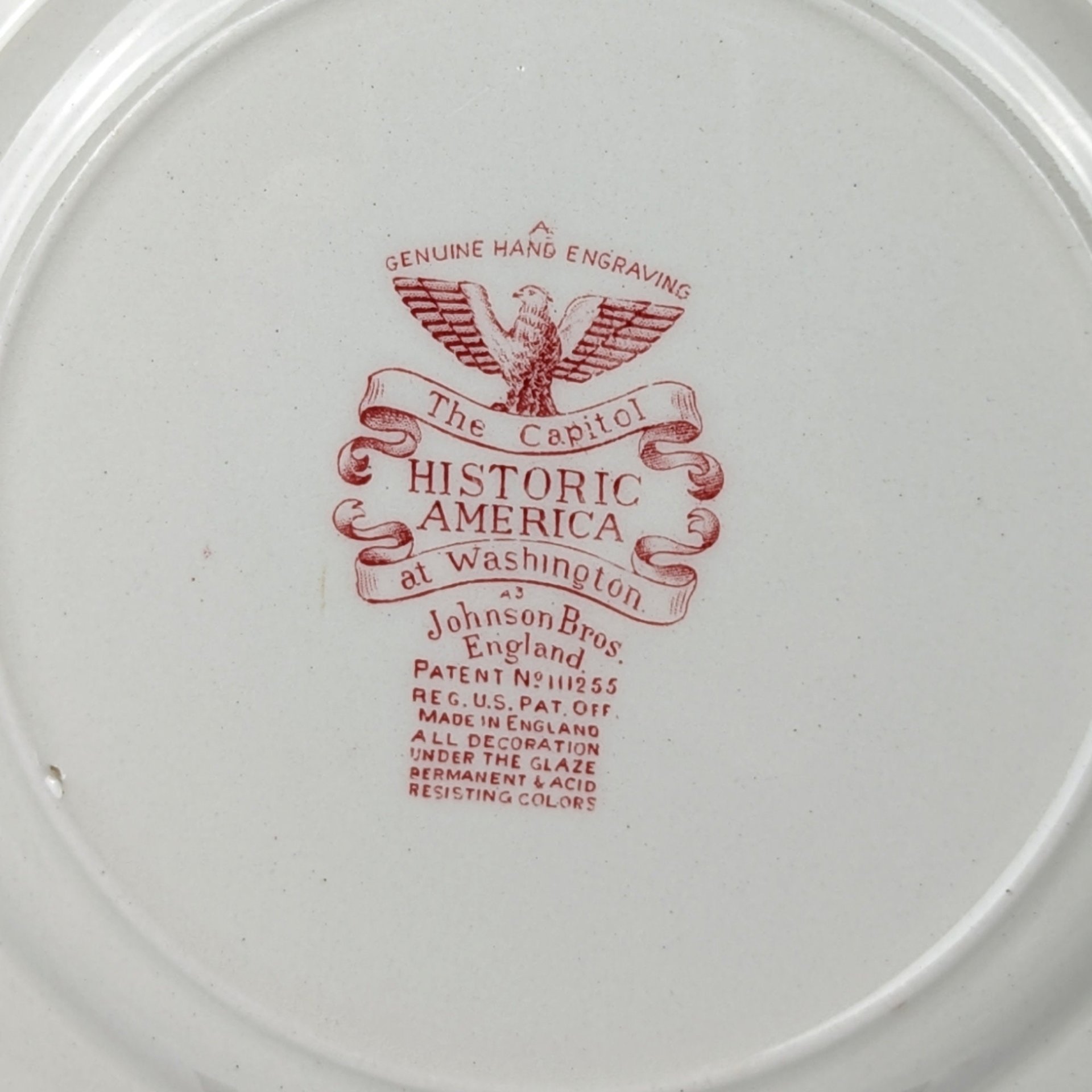 Johnson Bros Historic America The Capitol Square Pink and White Salad Plate
