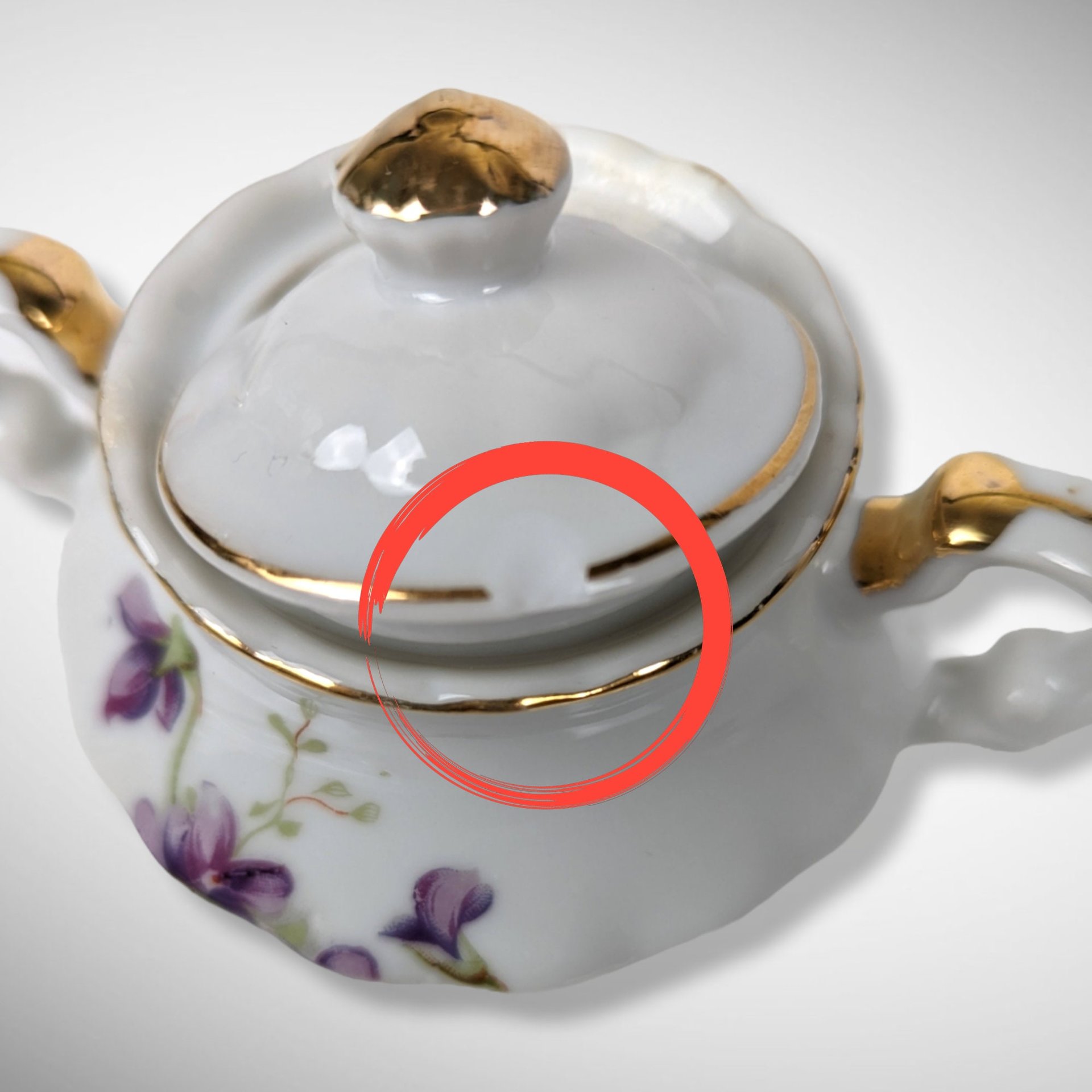 3 Piece Small Cream and Sugar Set with Purple Flowers