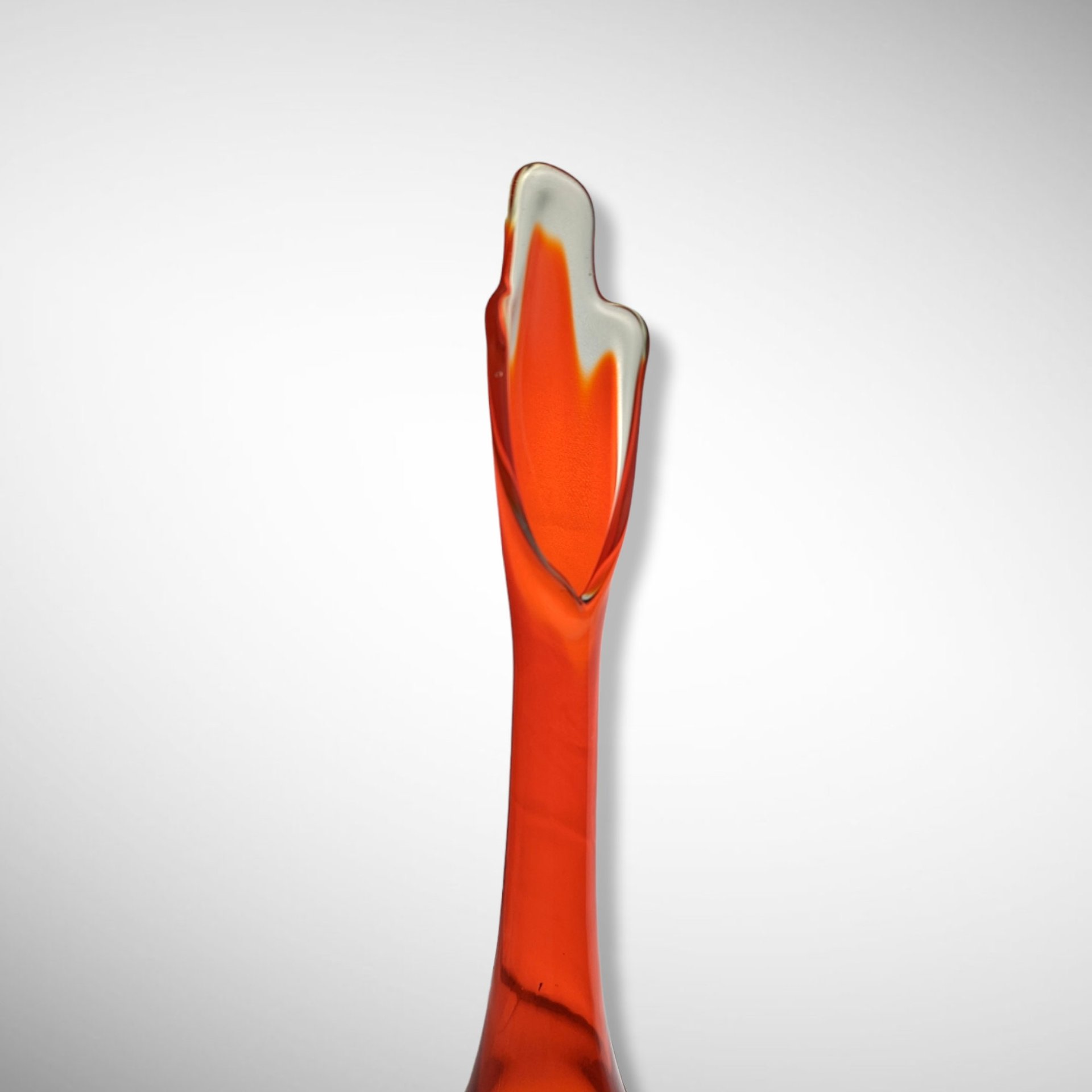 Mid Century 18" Orange Swung Glass Vase