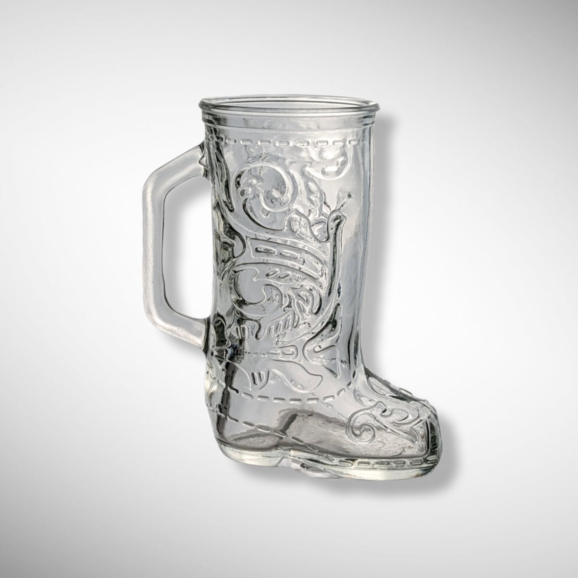 Vintage Cowboy Boot Clear Glass Mug