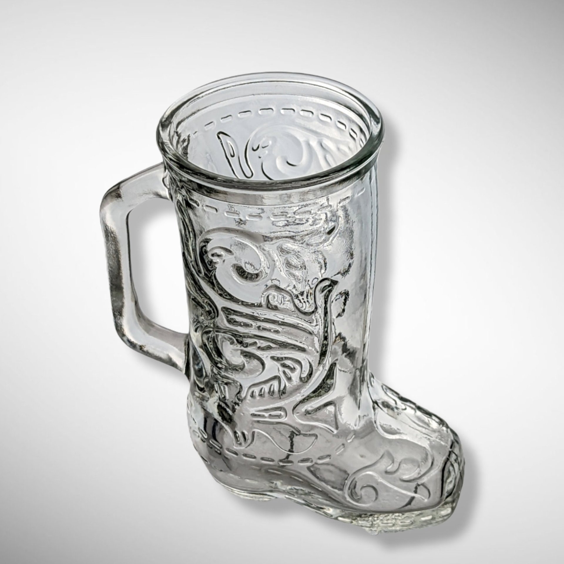 Vintage Cowboy Boot Clear Glass Mug