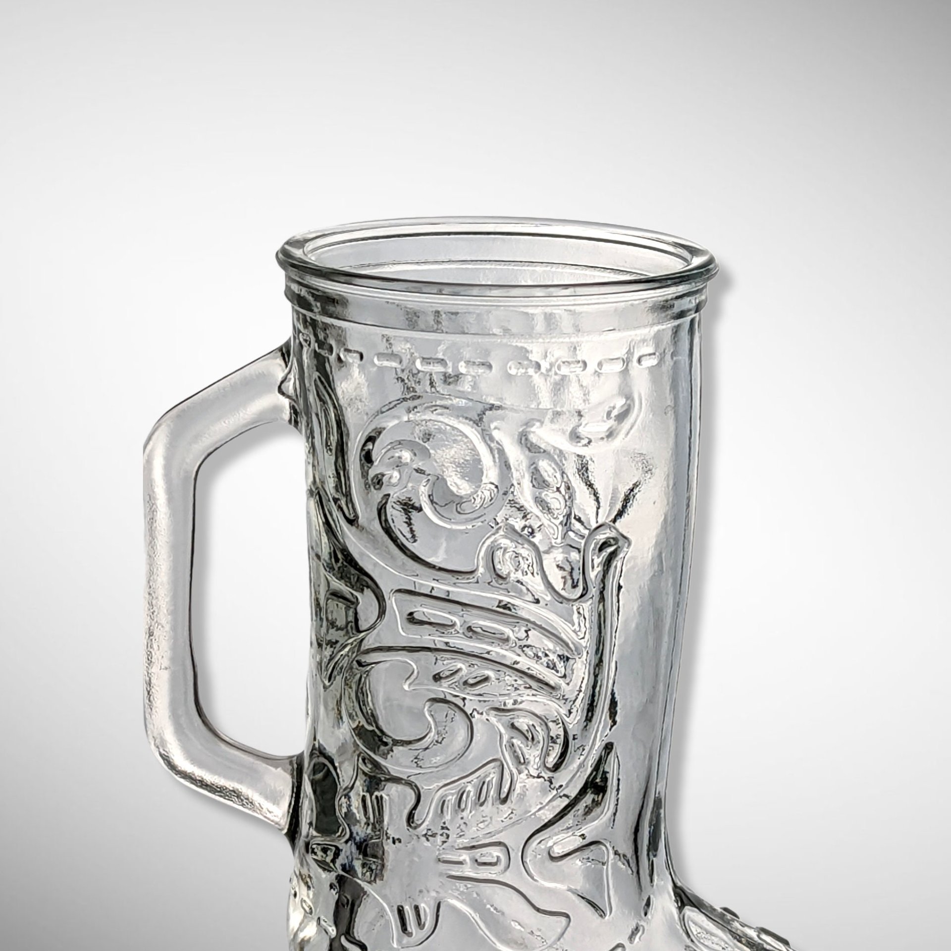 Vintage Cowboy Boot Clear Glass Mug