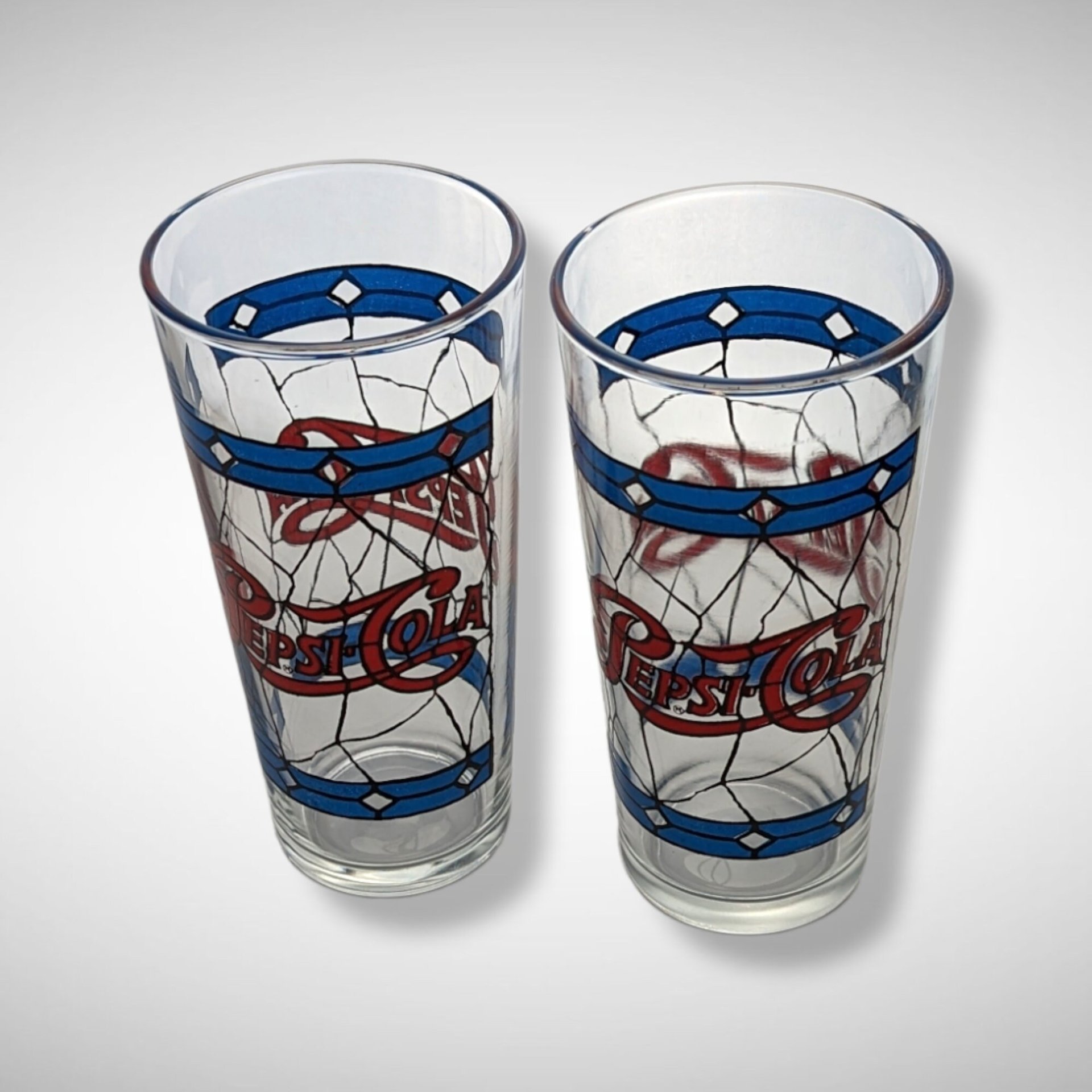 Pair of Pepsi-Cola Stained Glass Look Tumblers