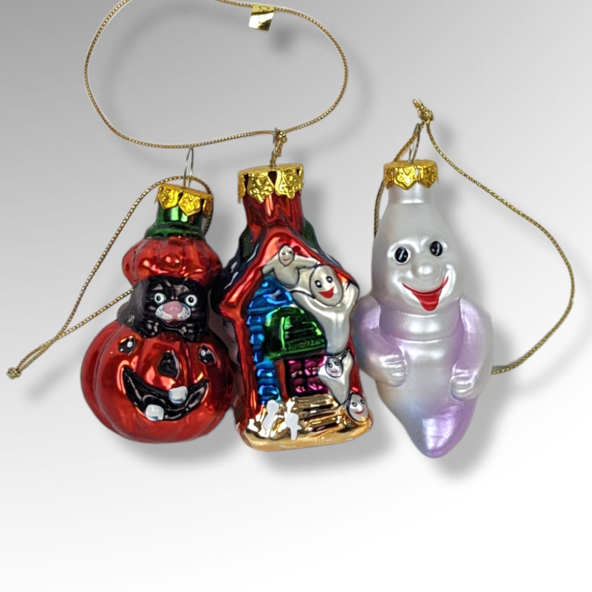 Set of 3 Blown Glass Halloween Ornaments