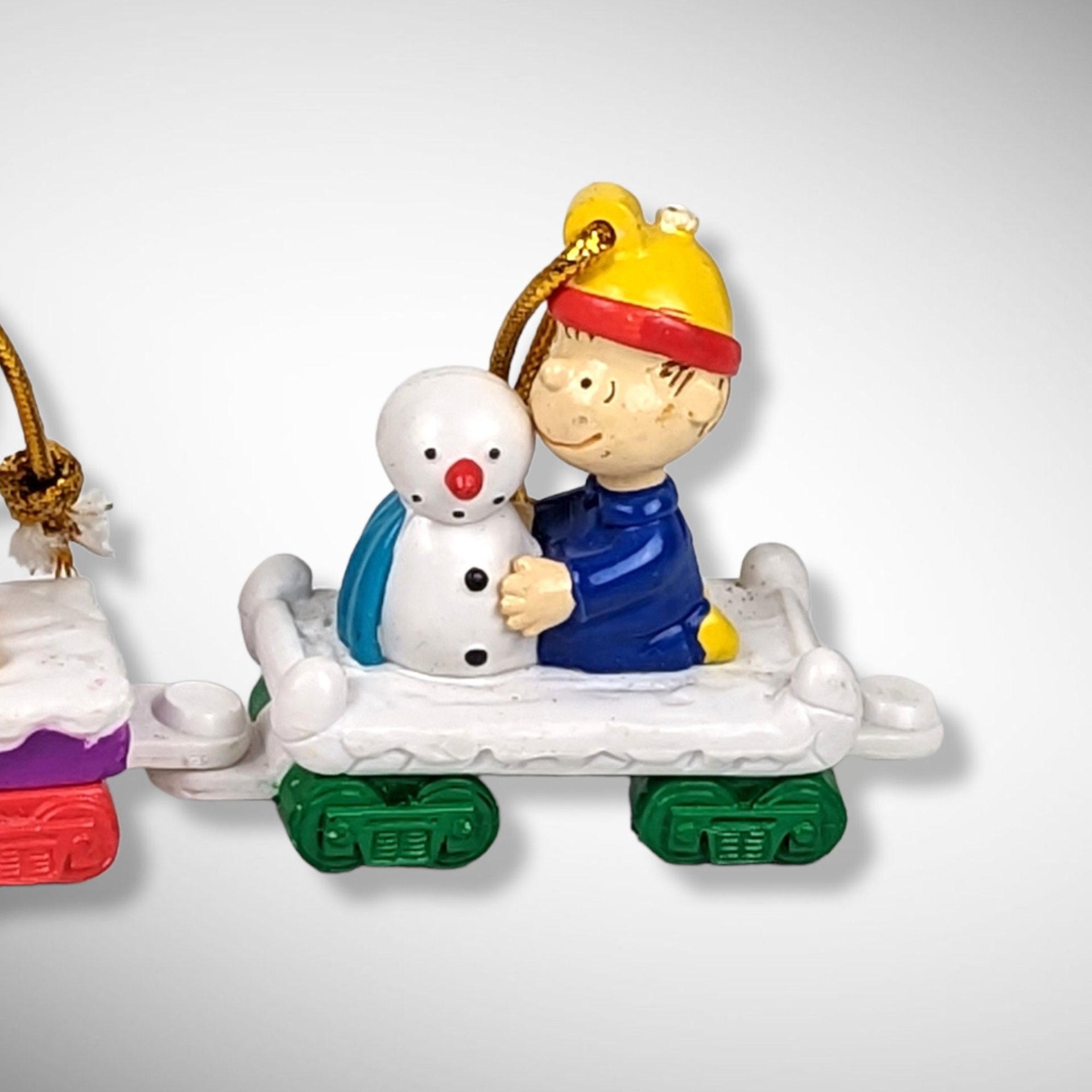 Vintage 4 Piece Peanuts Train Ornament Set
