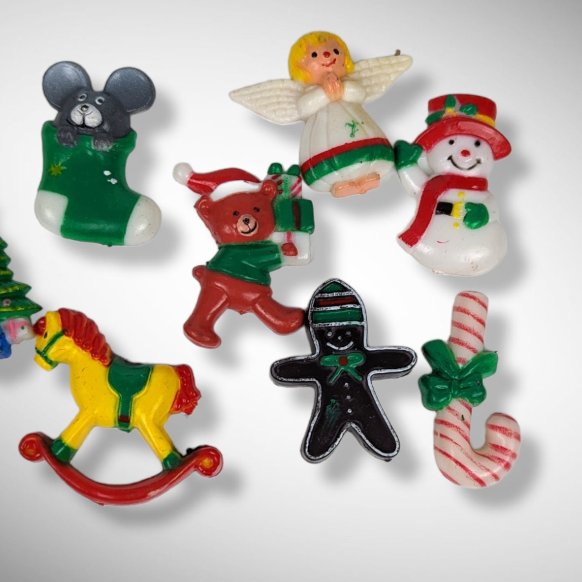 10 Vintage Plastic Christmas Magnets