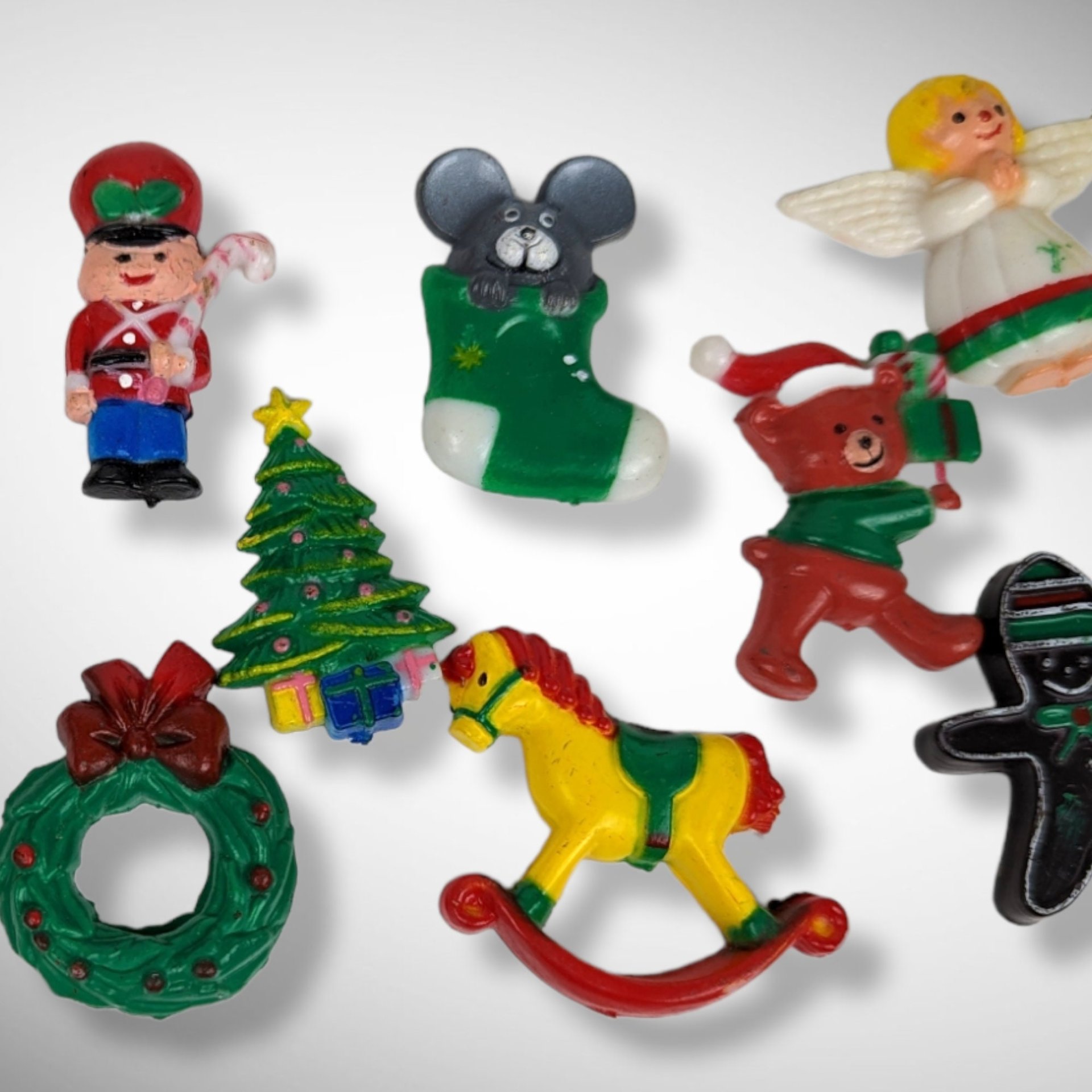 10 Vintage Plastic Christmas Magnets