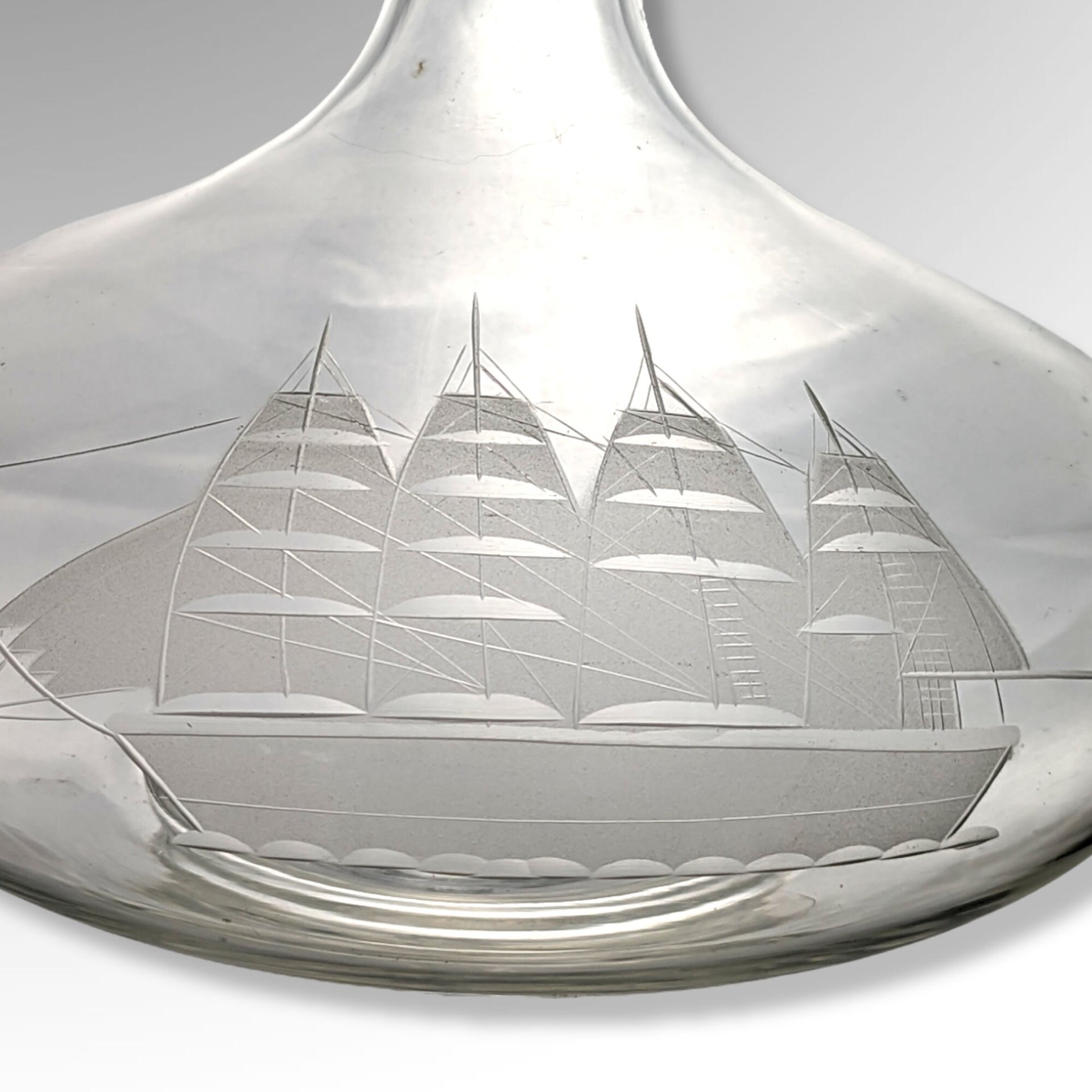 Vintage Toscany Glass Decanter with Ship