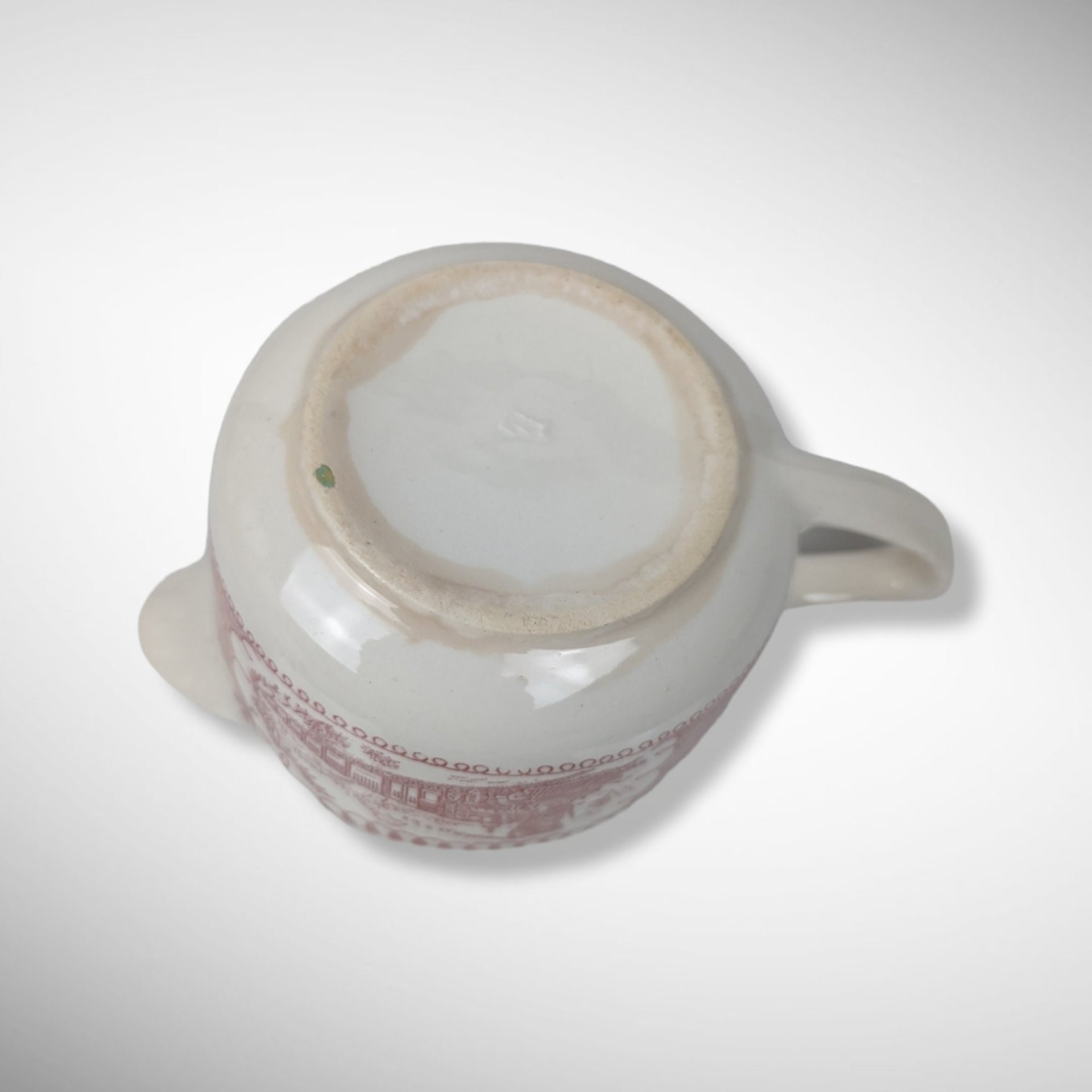 Currier and Ives Pink and White Creamer