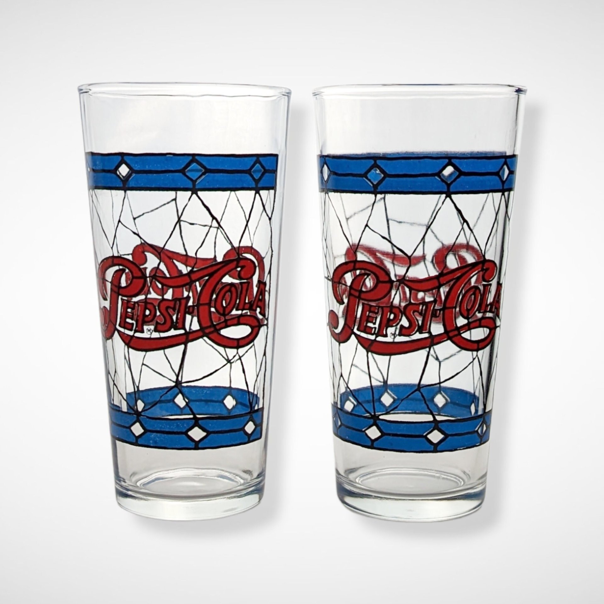 Pair of Pepsi-Cola Stained Glass Look Tumblers