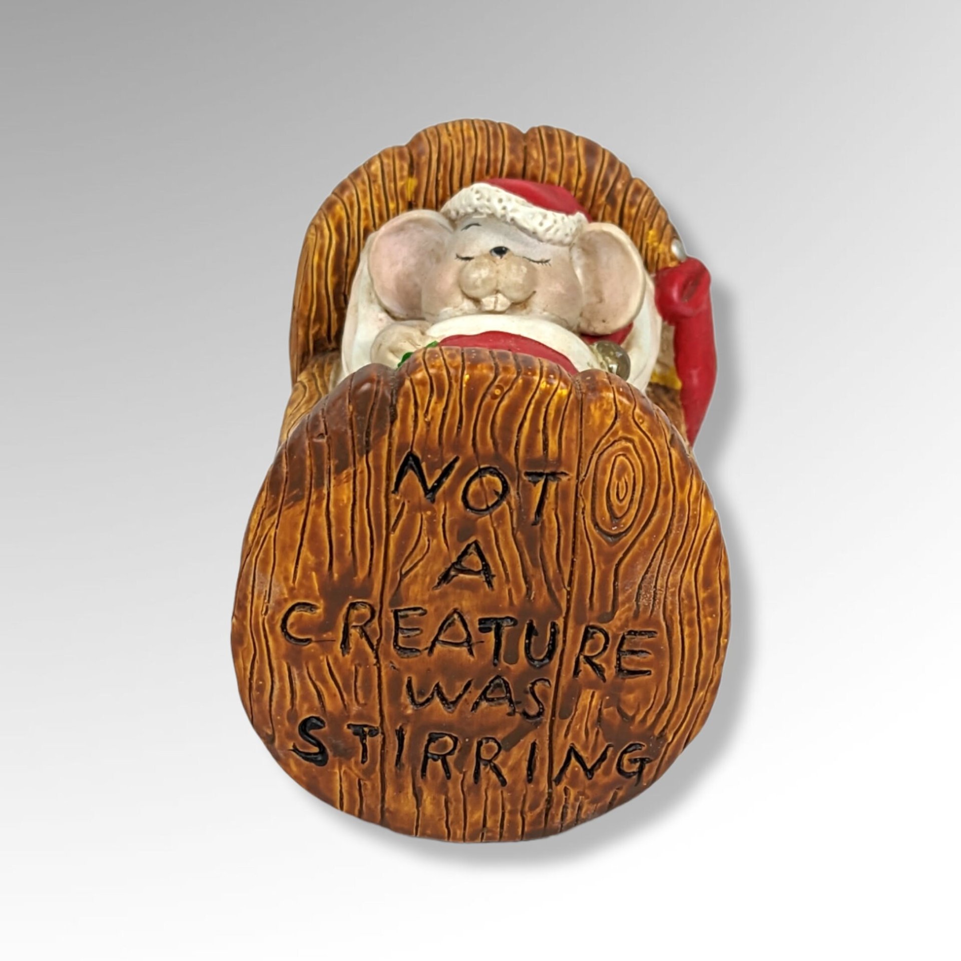 Ceramic "Not a Creature Was Stirring" Sleeping Mouse Music Box