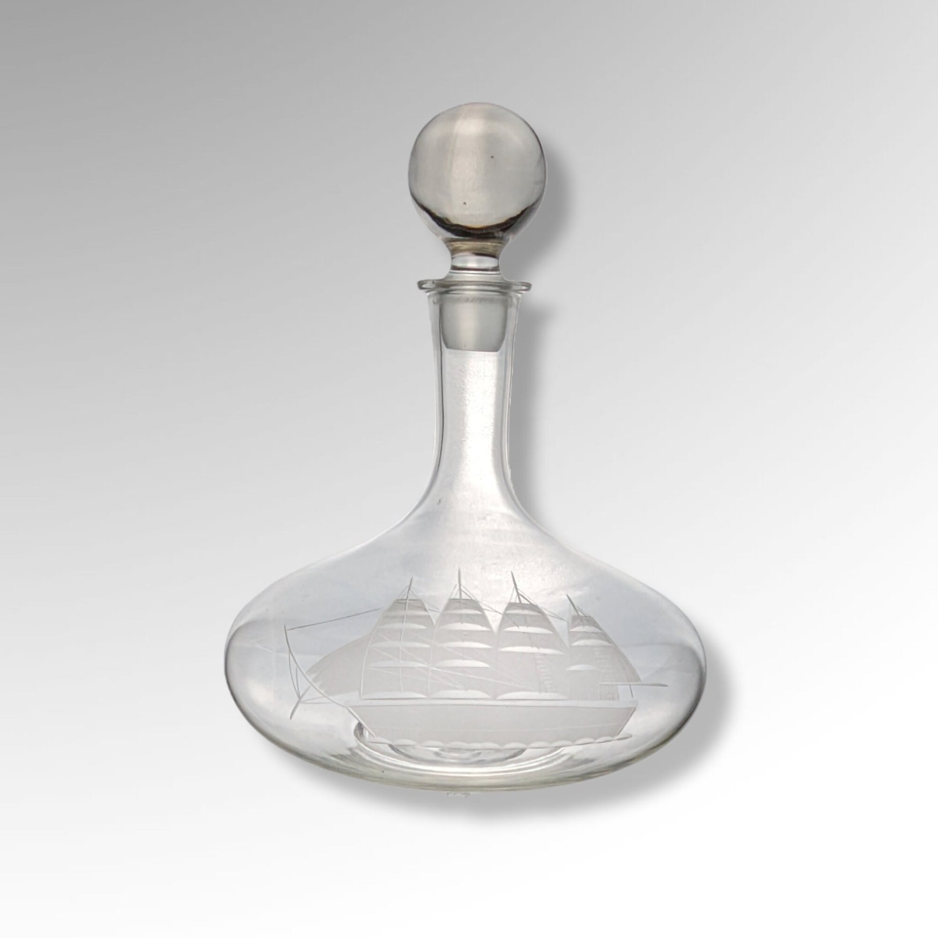 Vintage Toscany Glass Decanter with Ship