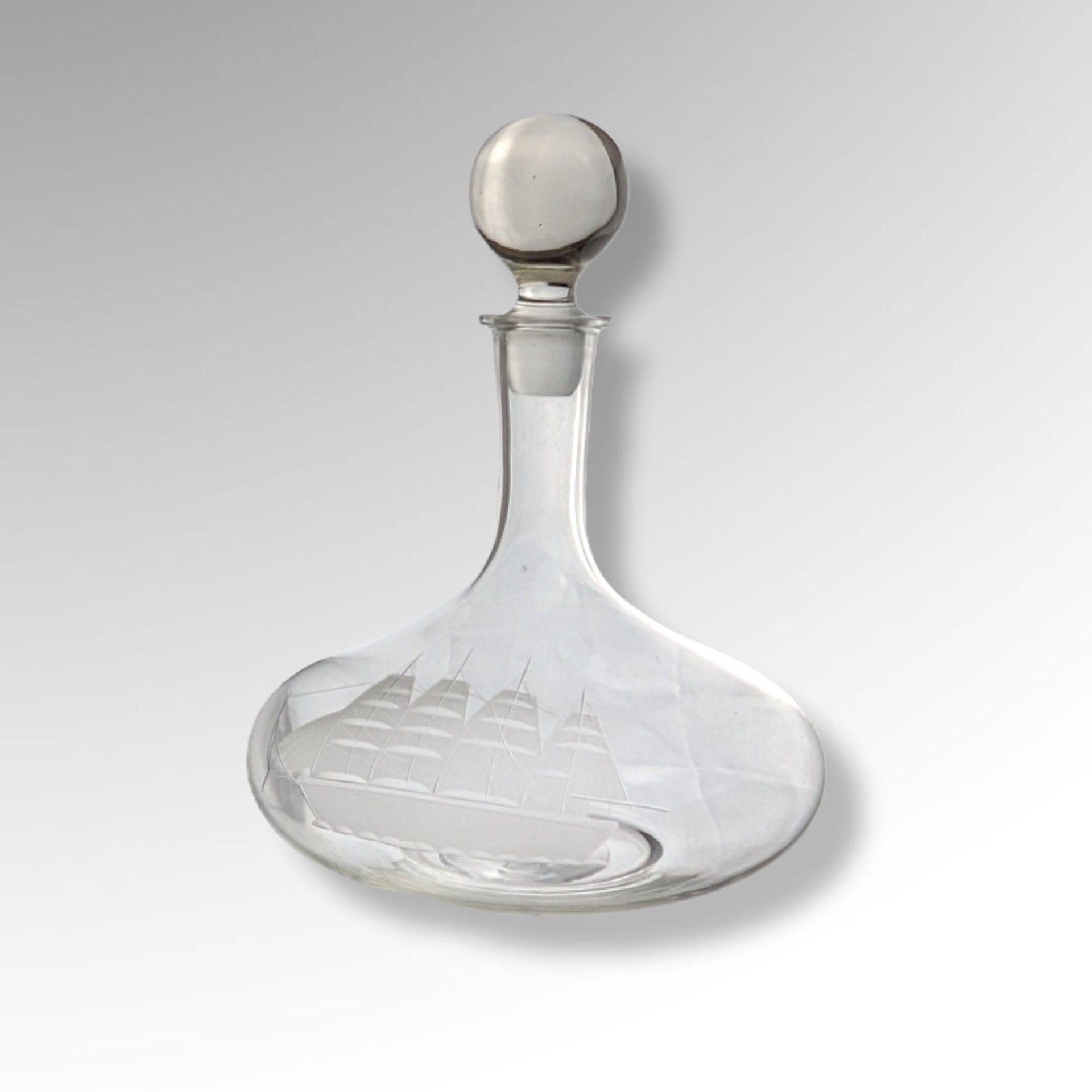 Vintage Toscany Glass Decanter with Ship