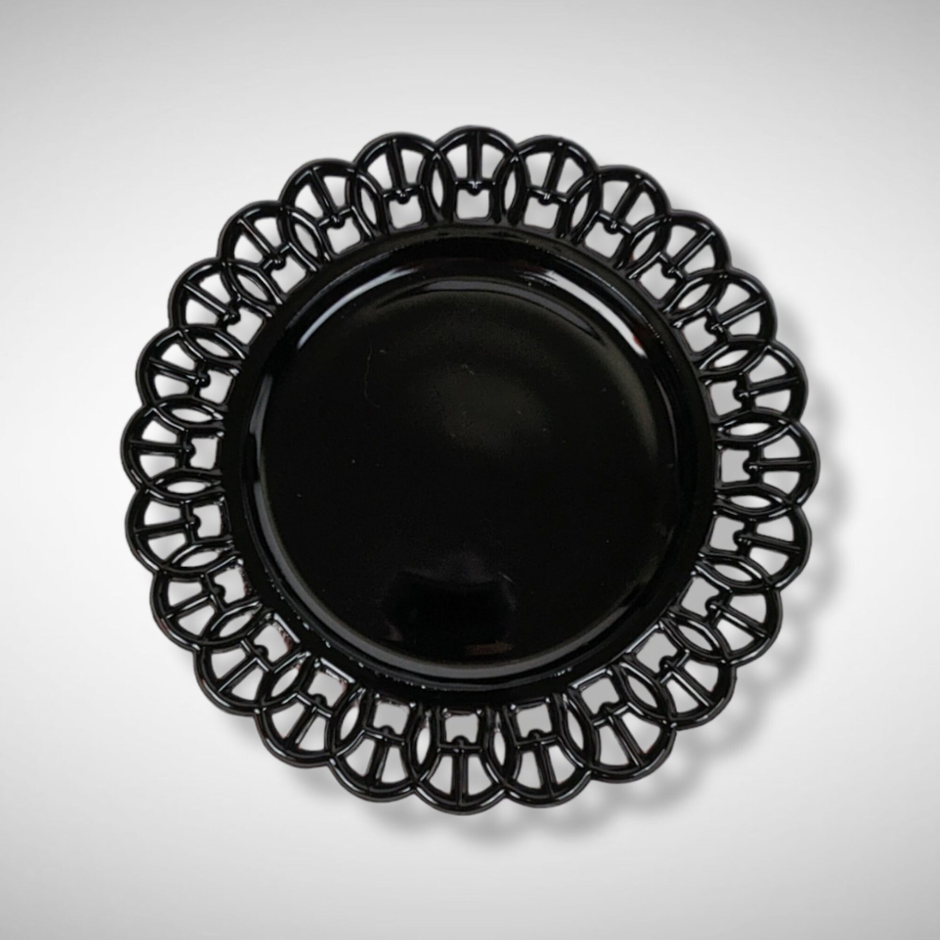 Set of 3 Vintage Black Glass Plates