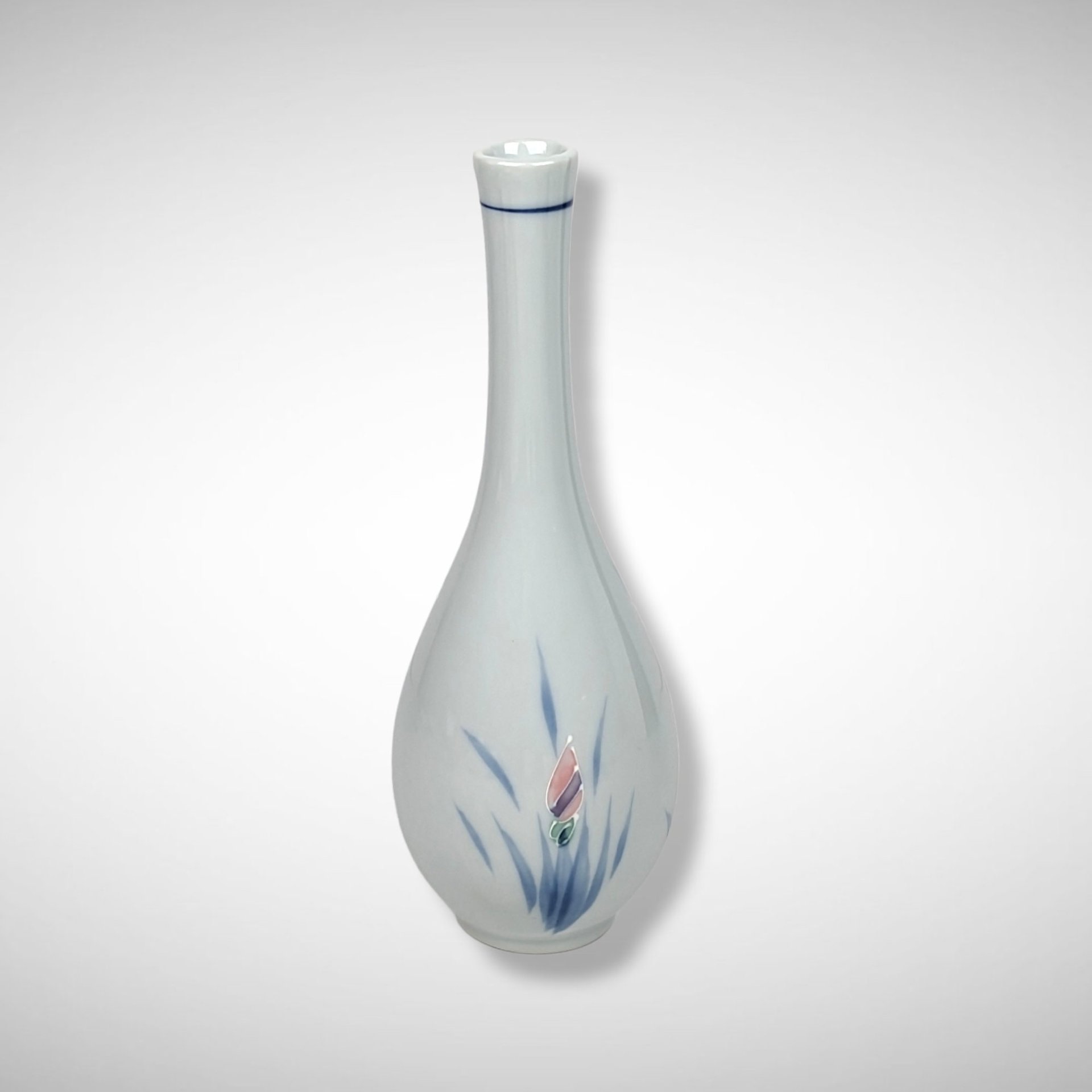 Vintage 1984 FTD Floral Bud Vase | White Ceramic w/ Pink & Purple Flowers | 7.5" Tall | Springtime Home Decor | Flower Lovers Gift