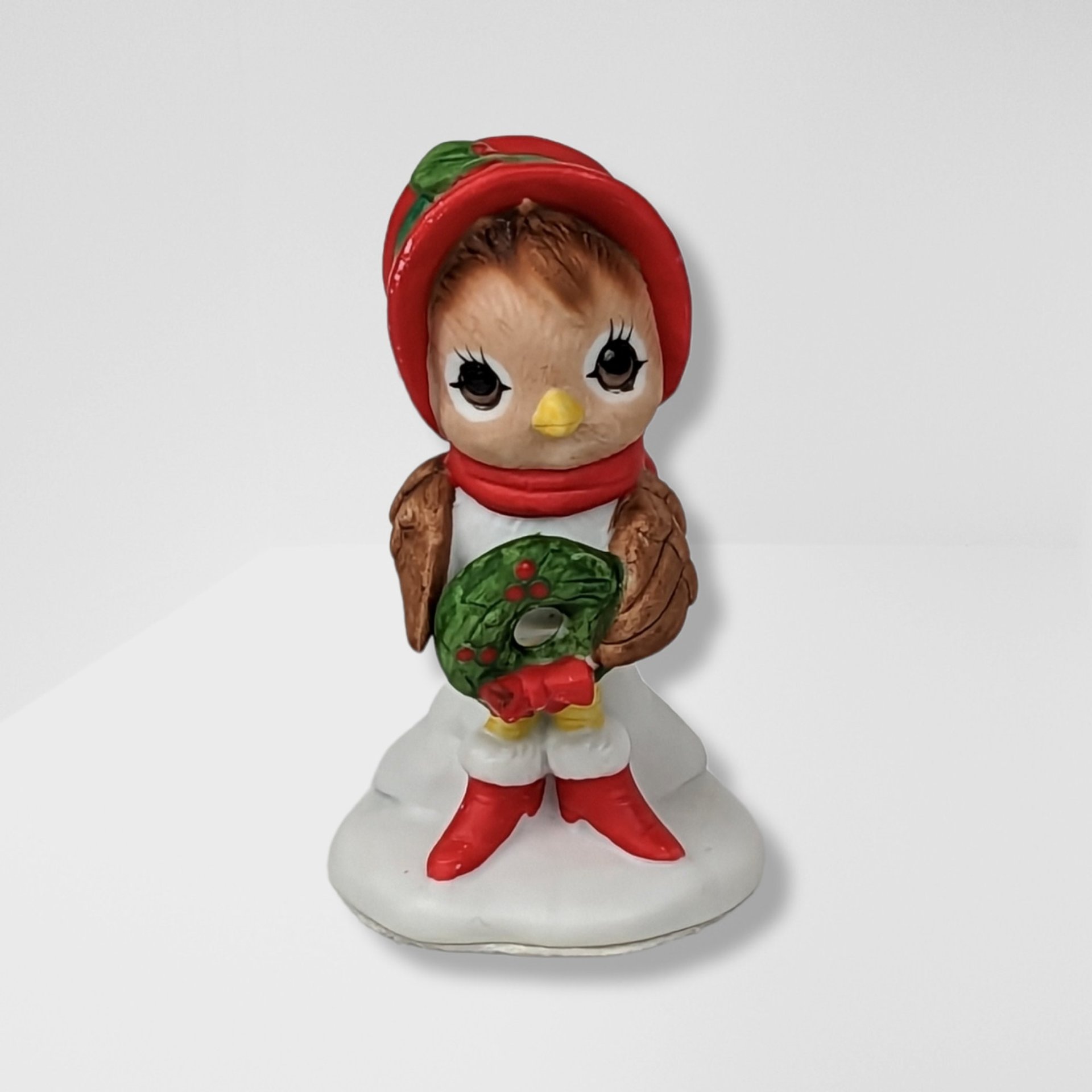 Vintage Lefton Spencer Sparrow and Lady Christmas Pair Figurines