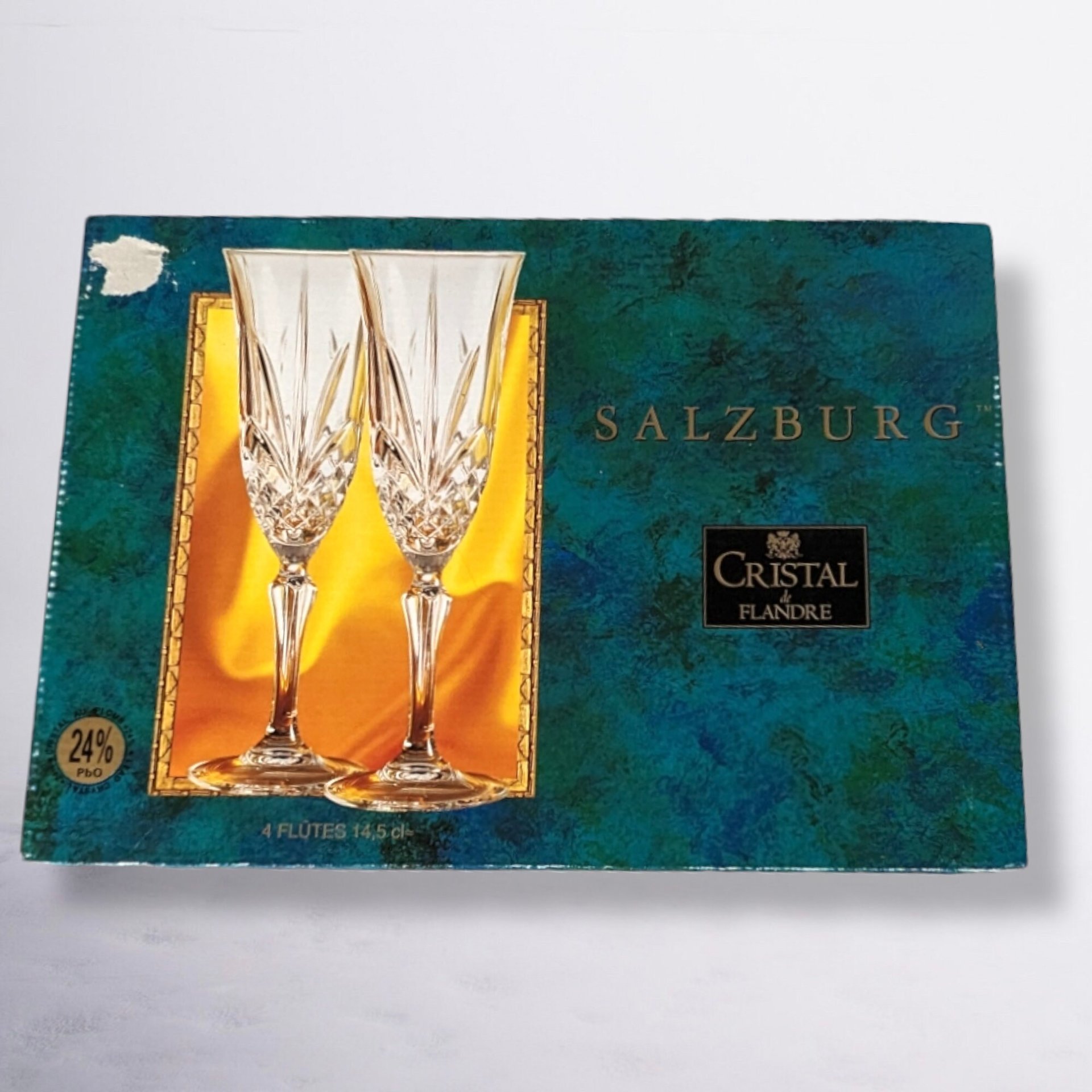 Set of 4 Salzburg Cristal de Flandre Fluted Champagne Glasses