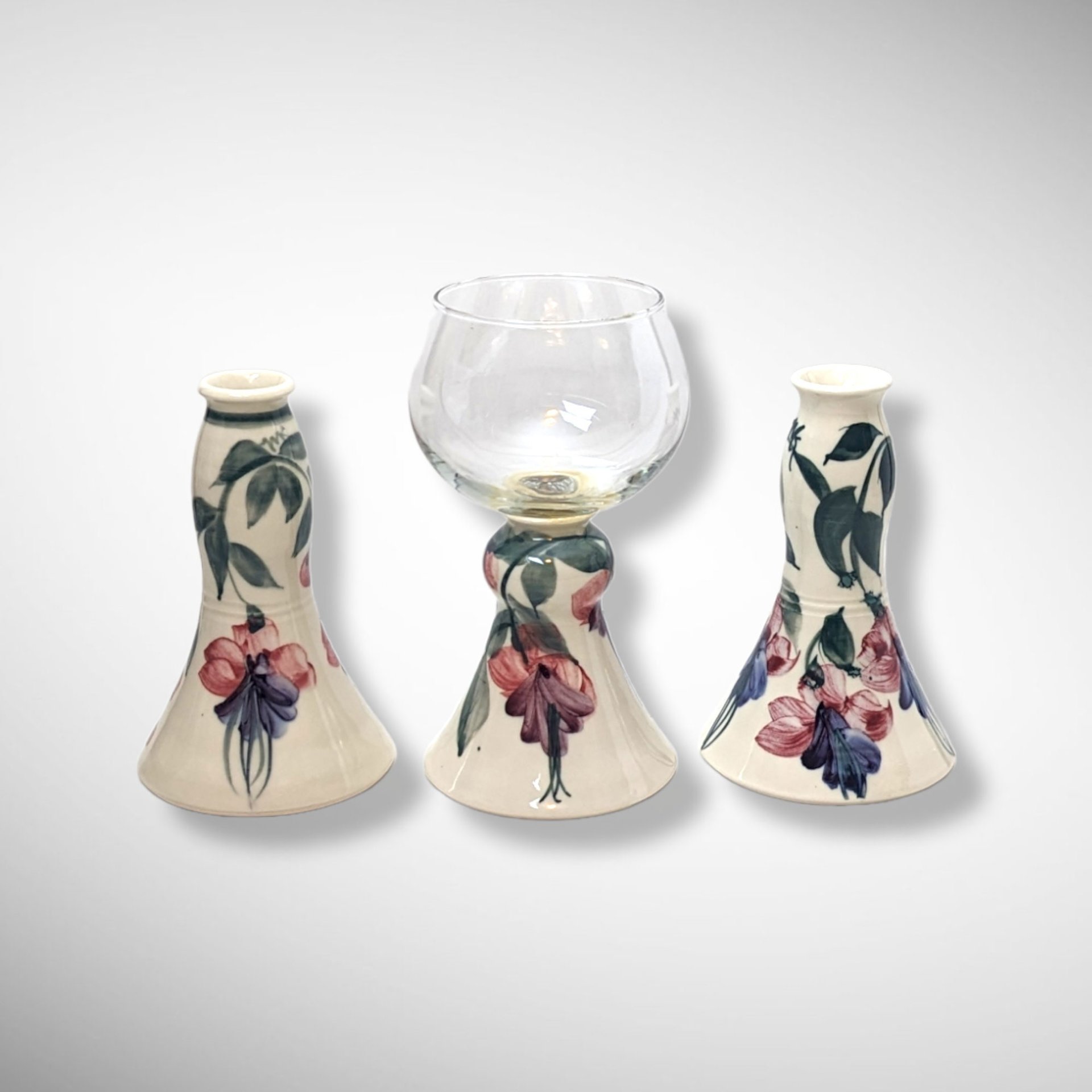 Linden Hills Pottery Floral Candle Holder Set