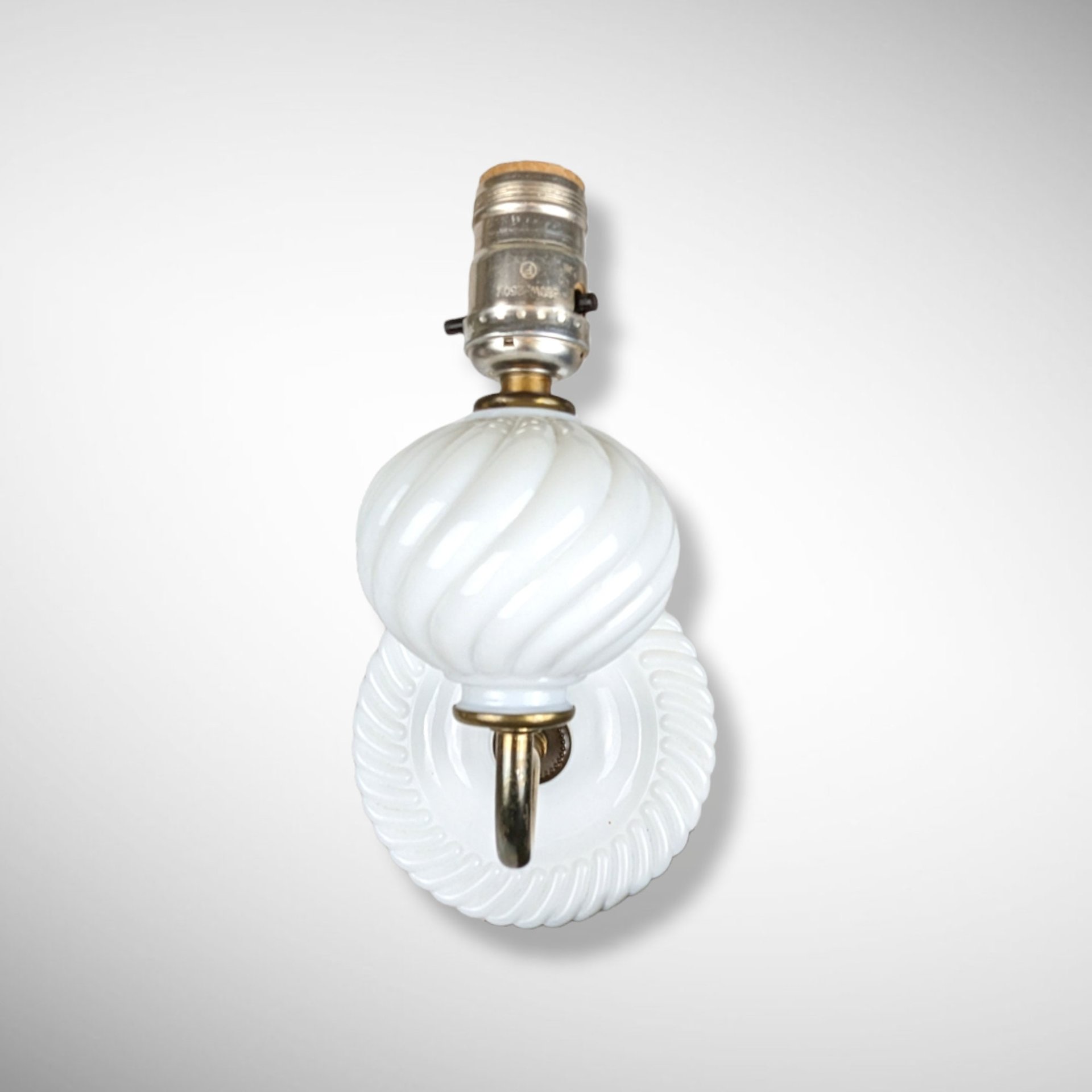 Vintage Swirl Milk Glass Electric Sconce