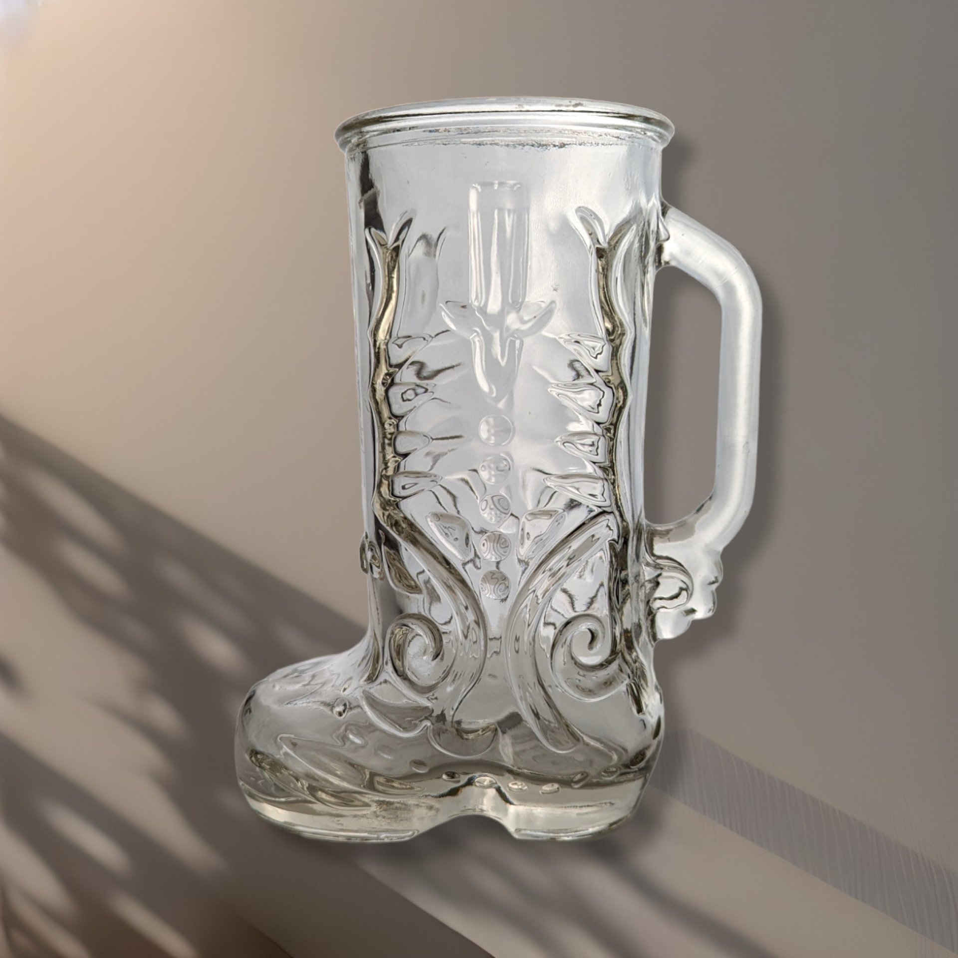 Clear Glass Boot Mug/Stein with Handle