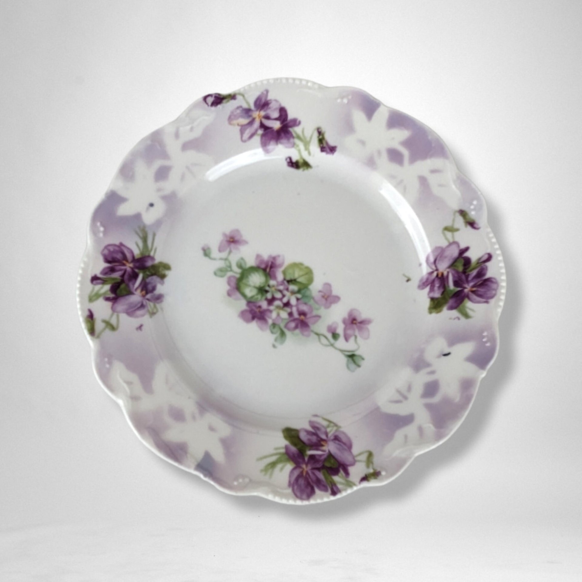 Pair of Schoenberg Germany Purple Floral Plates