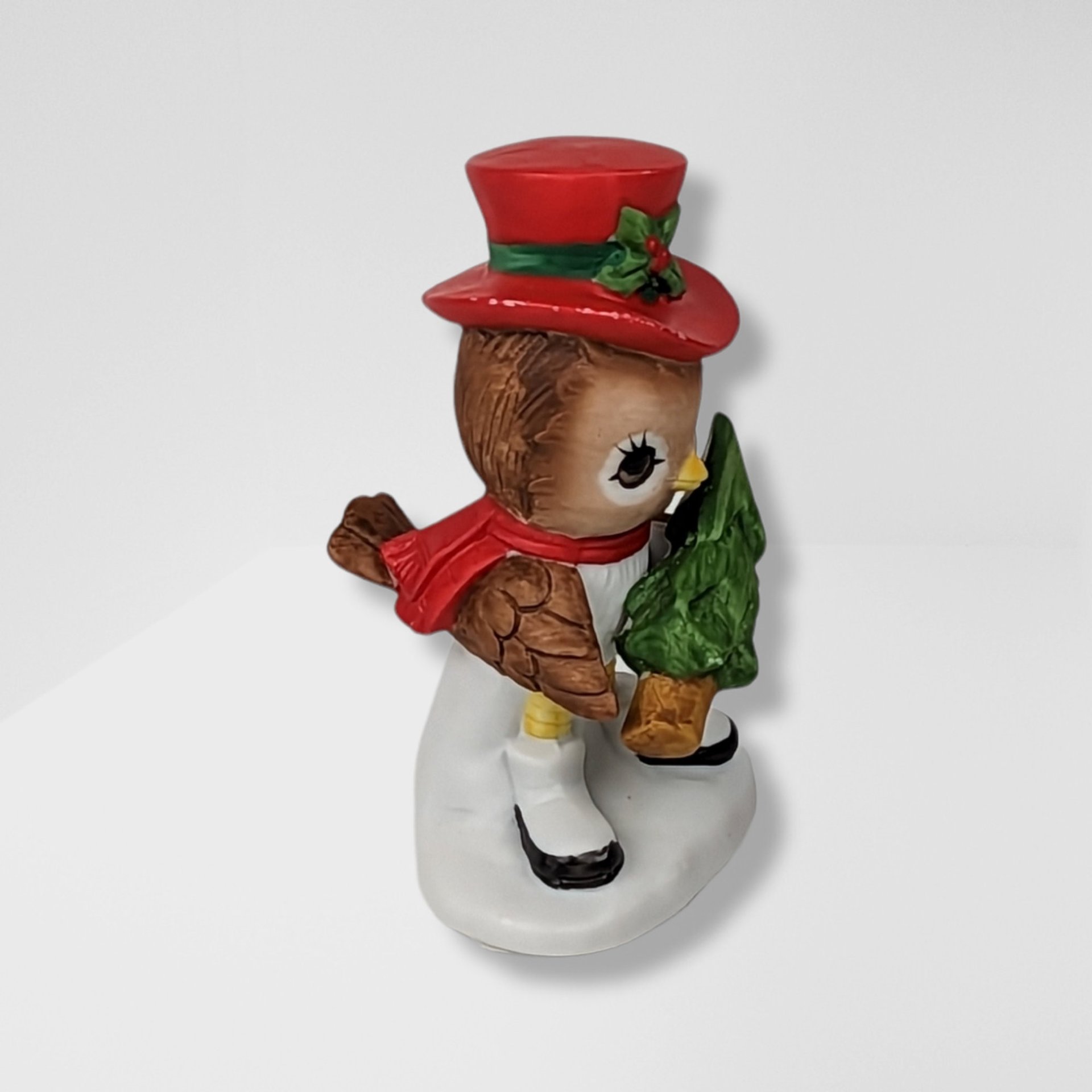 Vintage Lefton Spencer Sparrow and Lady Christmas Pair Figurines