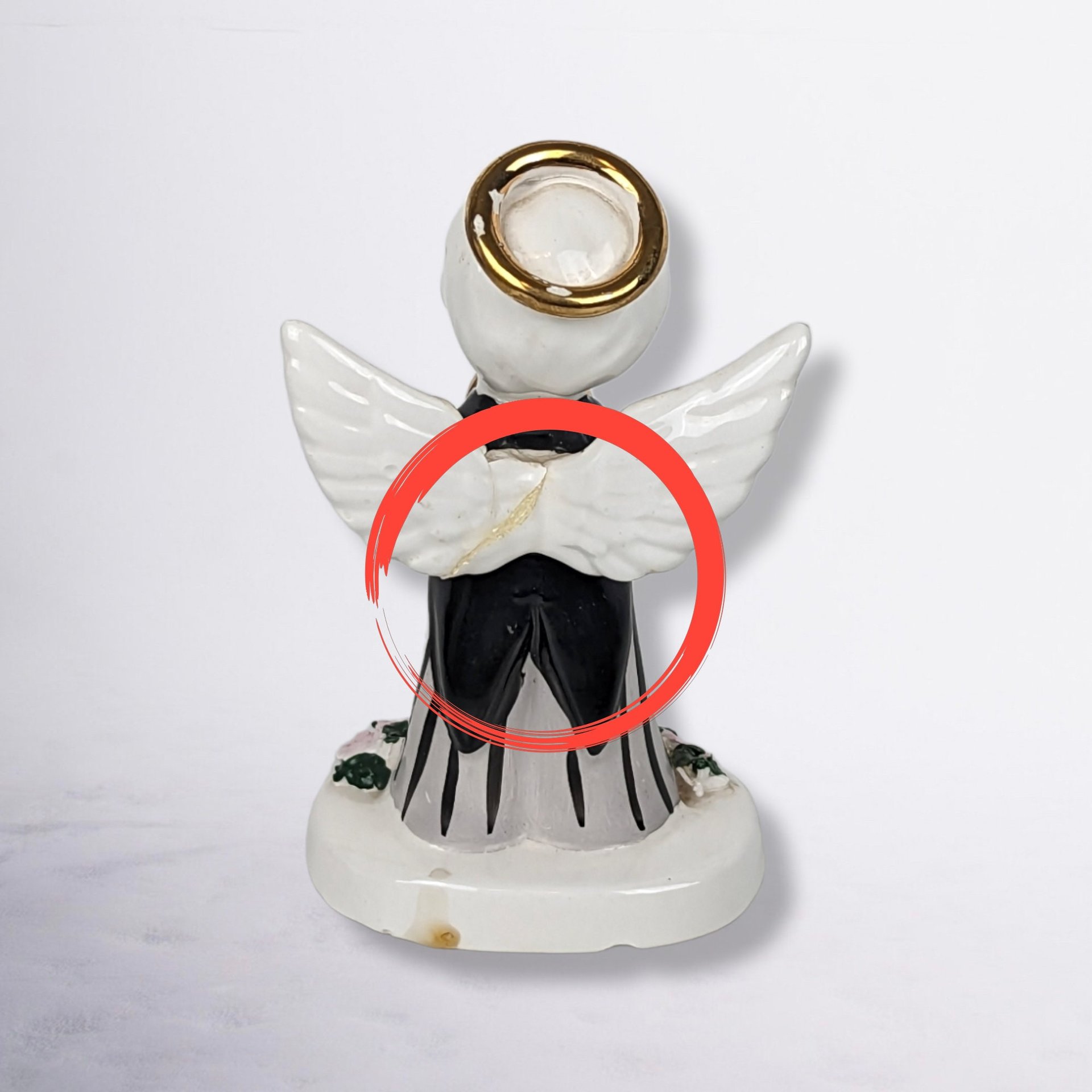 Pair of Napco 1956 June and August Angel Figurines, Made in Japan, Flawed