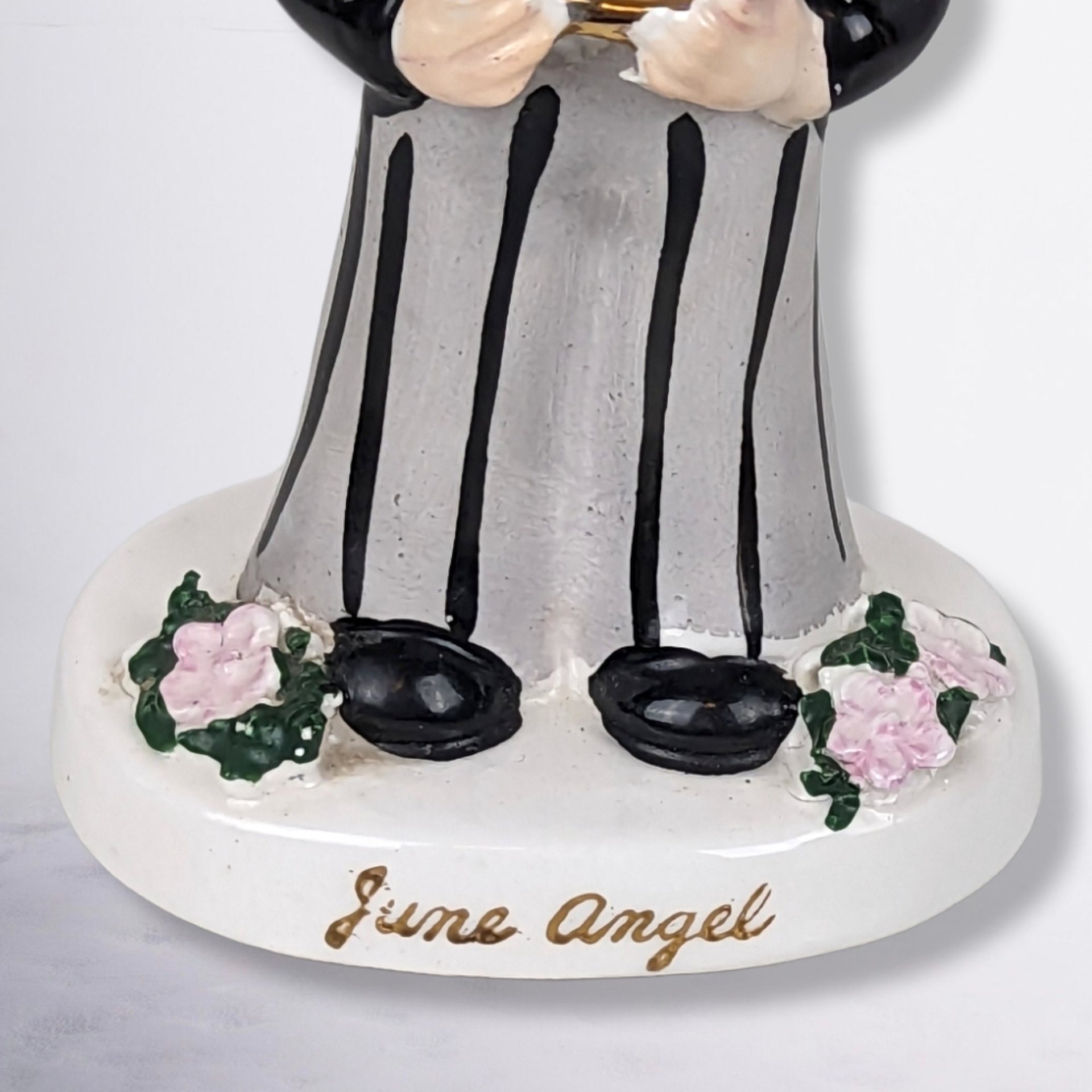 Pair of Napco 1956 June and August Angel Figurines, Made in Japan, Flawed