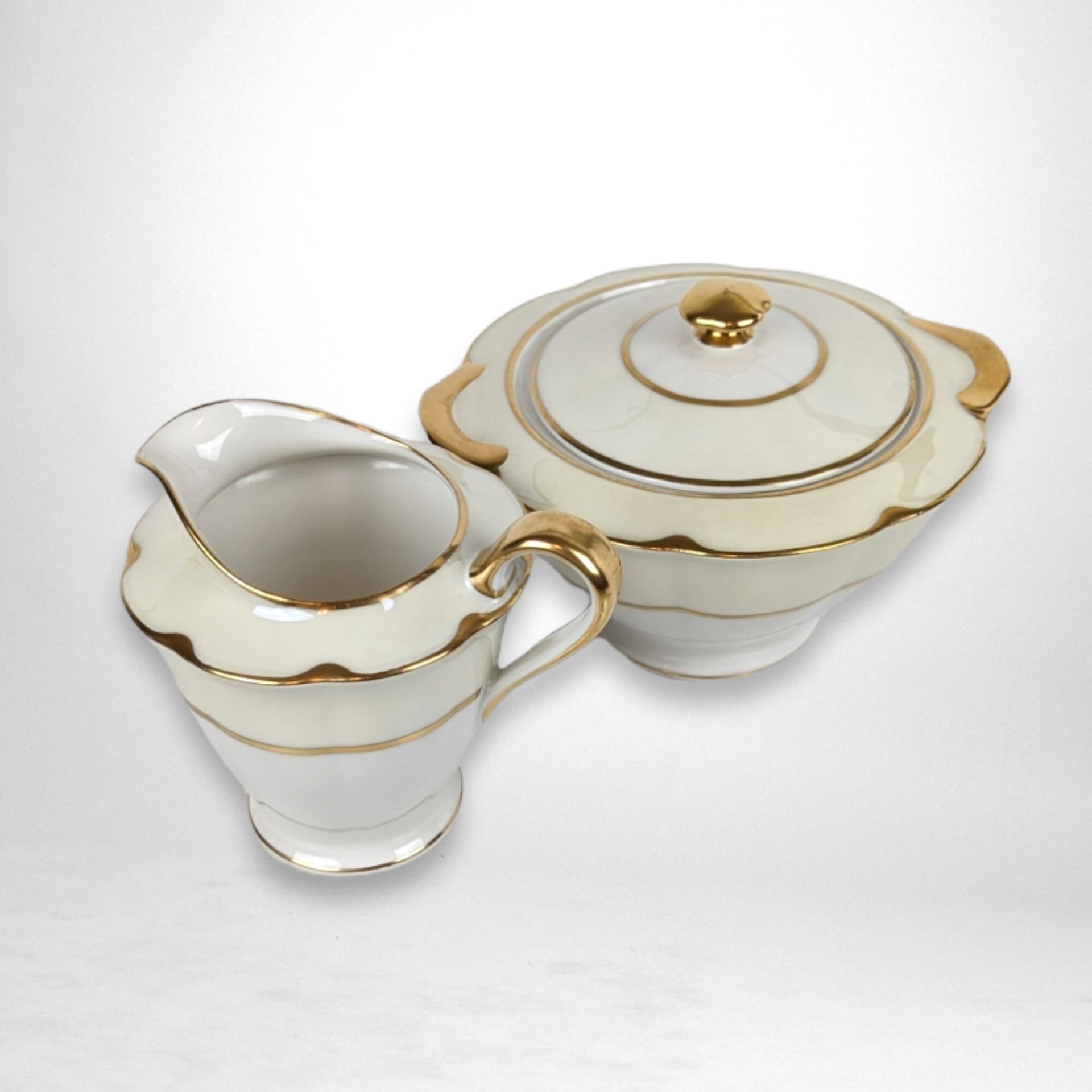 Haviland Limoges Ivory Sugar Bowl and Creamer Set