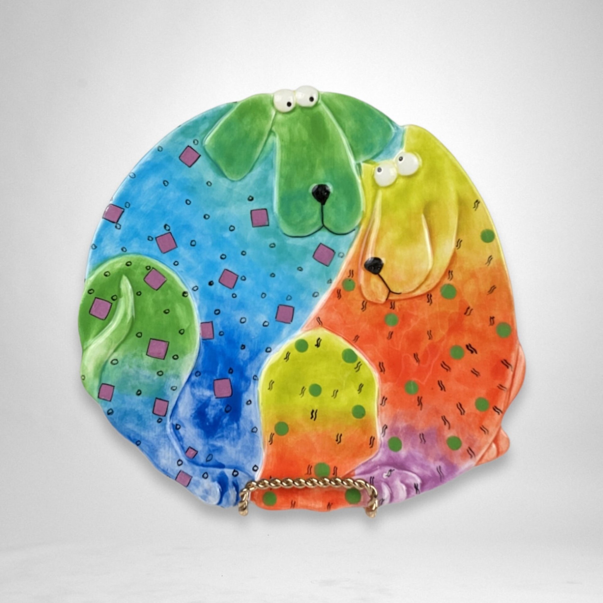 Charming Floppy Dog Ceramic Plate: Whimsical and Colorful Canine Delight
