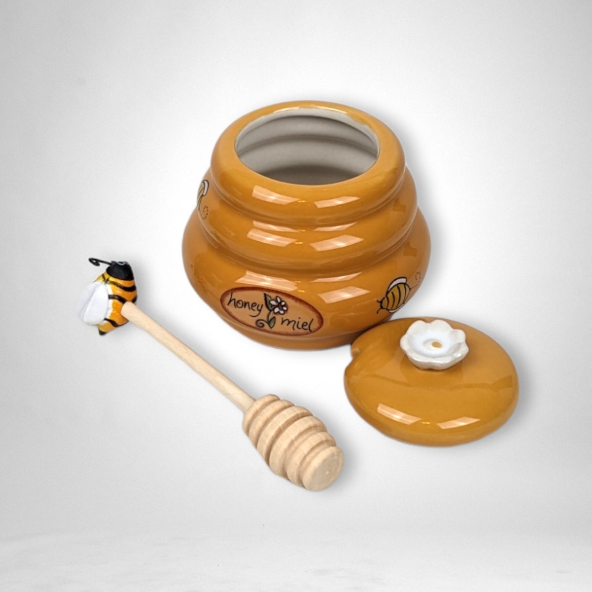 Ceramic Honey Miel Mini Honey Pot - Sweet and Stylish Tabletop Accessory