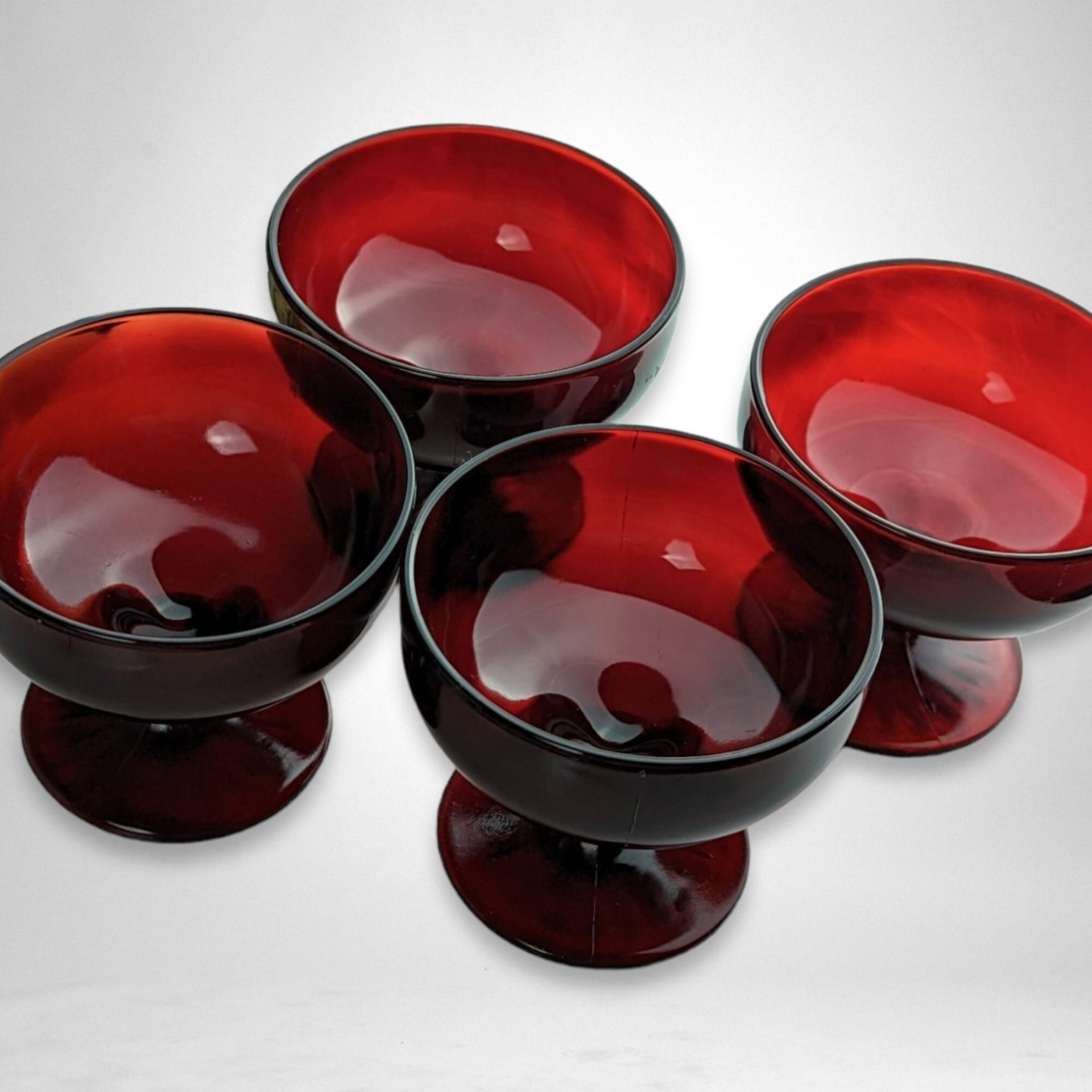 Set of 4 Anchor Hocking Royal Ruby Red Sherbet Cups