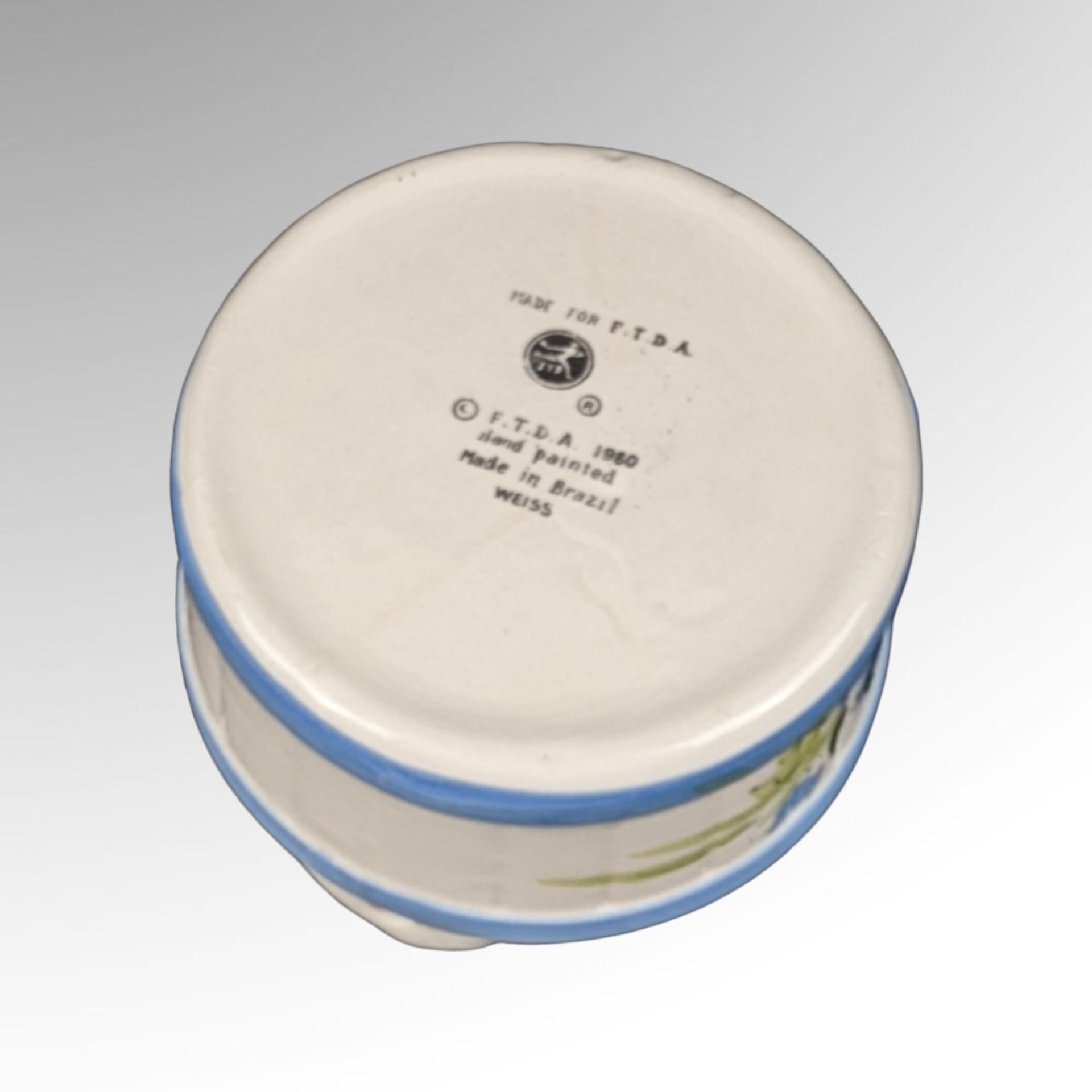 Vintage FTDA Wiess Hand-Painted Blue Floral Planter 