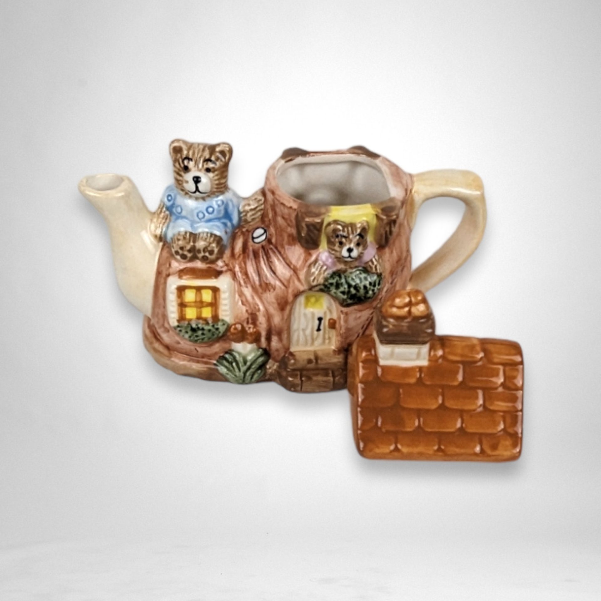 Small Shoe-Shaped Decorative Ceramic Teapot with Bears - Quirky and Charming Home Accent