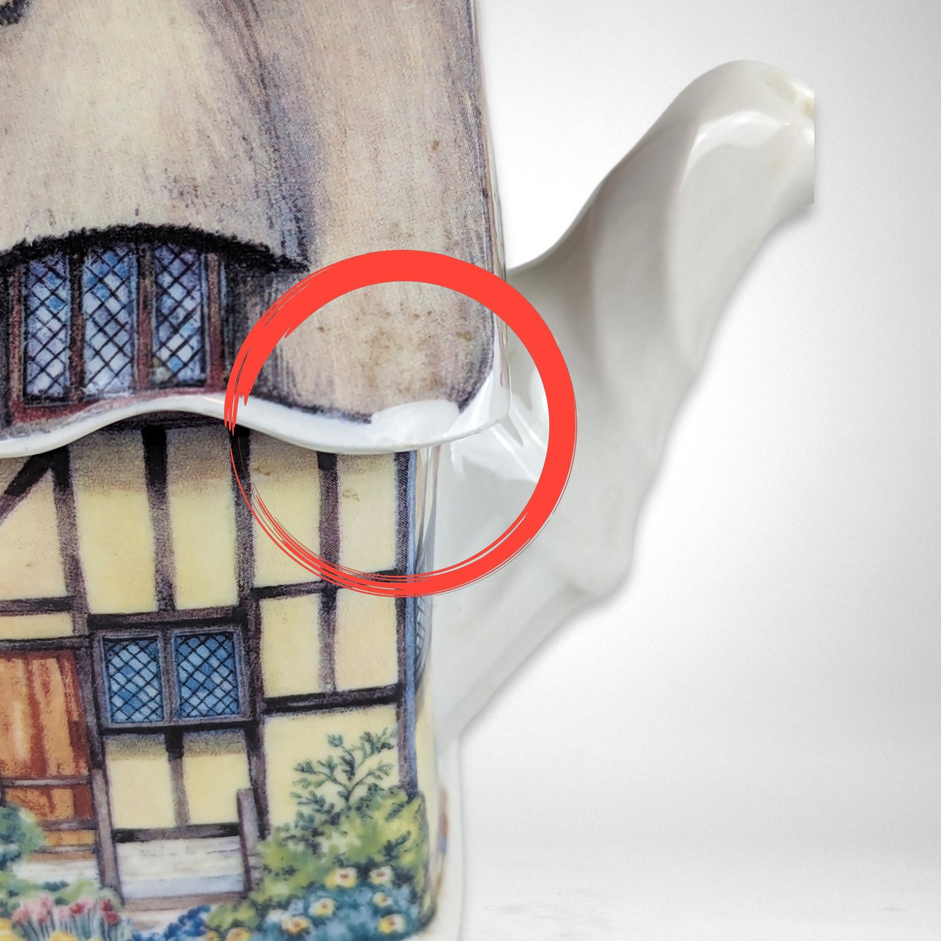 James Sadler Anne Hathaway's Cottage Teapot - Vintage Collectible with Minor Chip