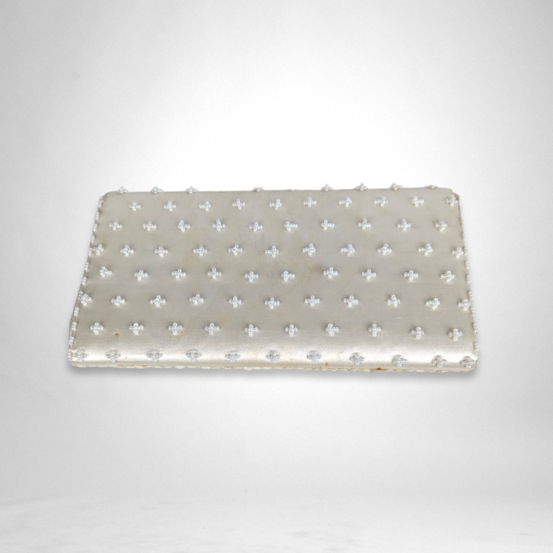 Vintage White Beaded Clutch
