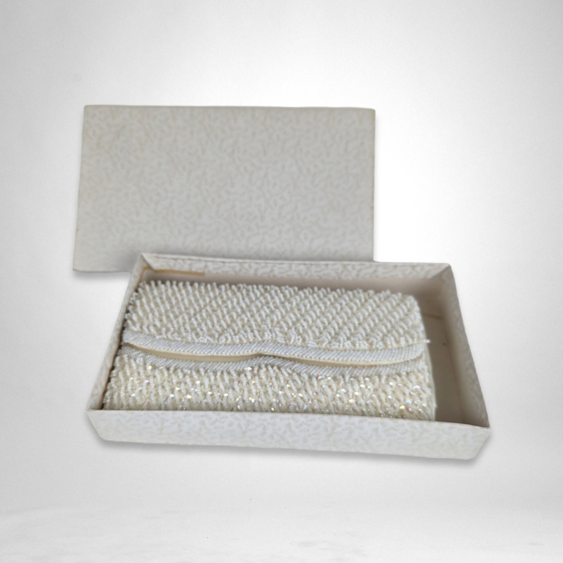 Vintage White Beaded Clutch