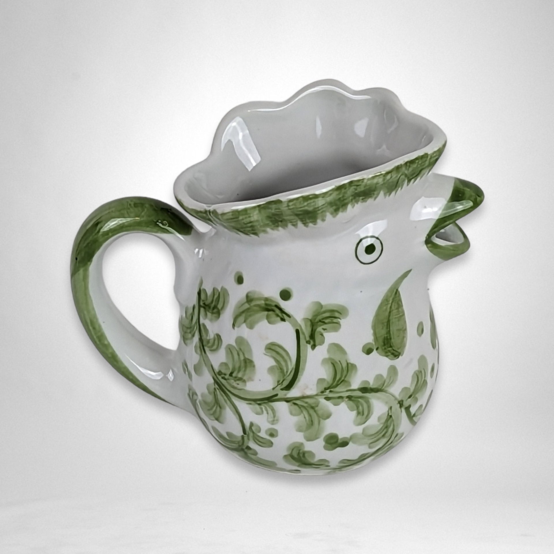 Pair of Vintage Blue and Green Chicken Creamers