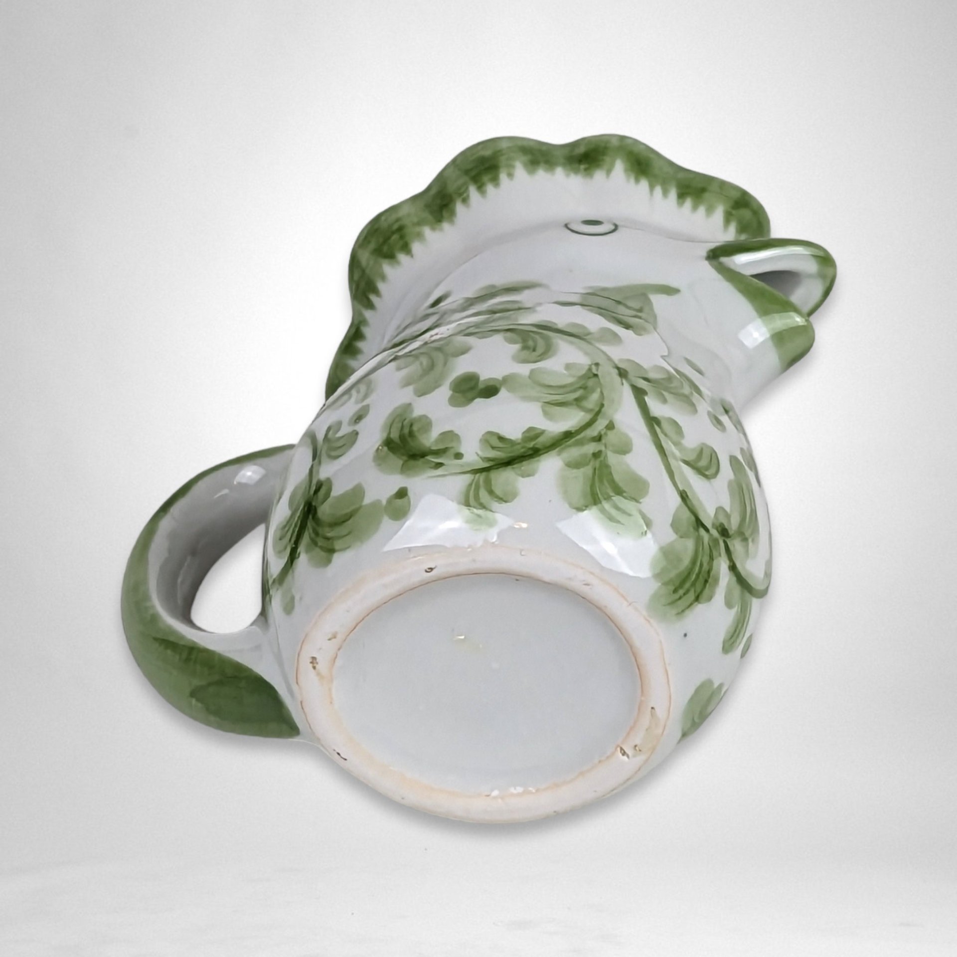 Pair of Vintage Blue and Green Chicken Creamers