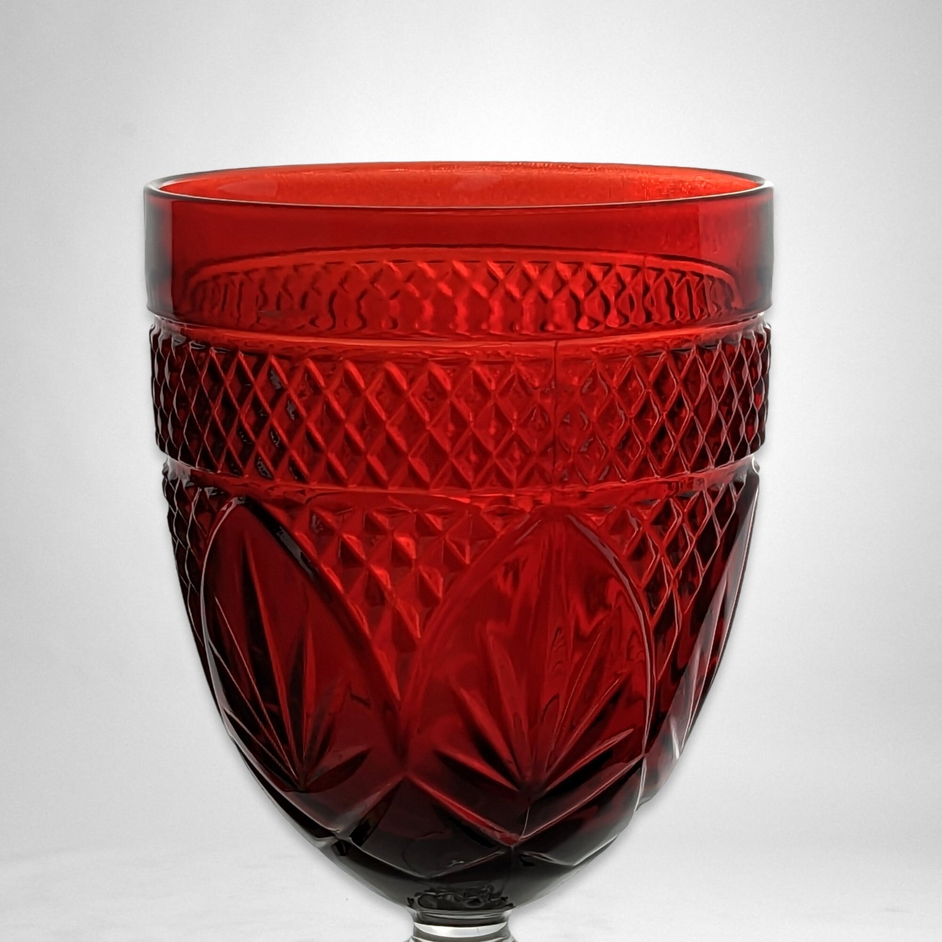 Vintage Ruby Red Water Goblets | Set of 4 | 8" Tall | Elegant Tableware | Cristal D'Arques Durand |  French Glass