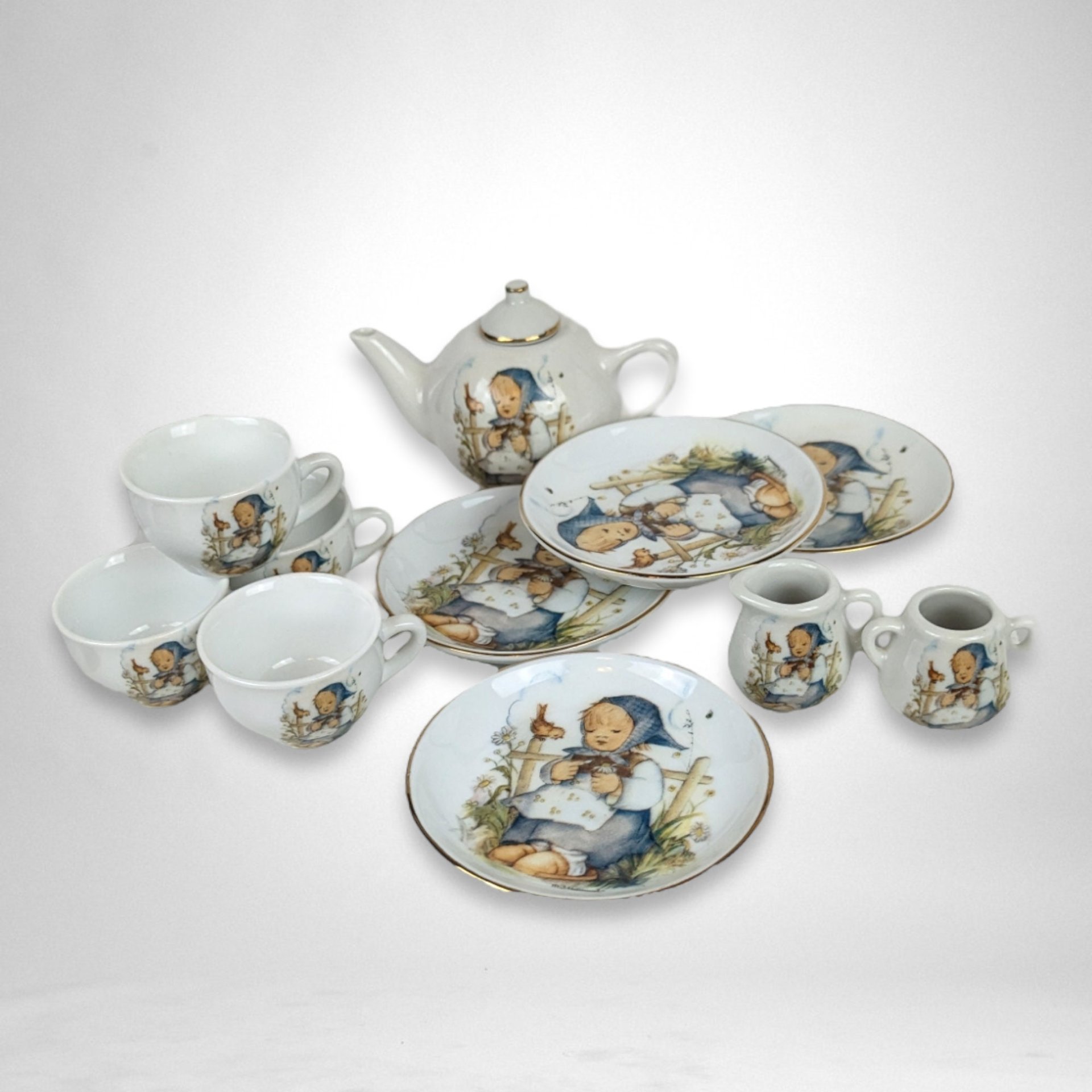 1993 Hummel "He Loves Me?" Childs Tea Set