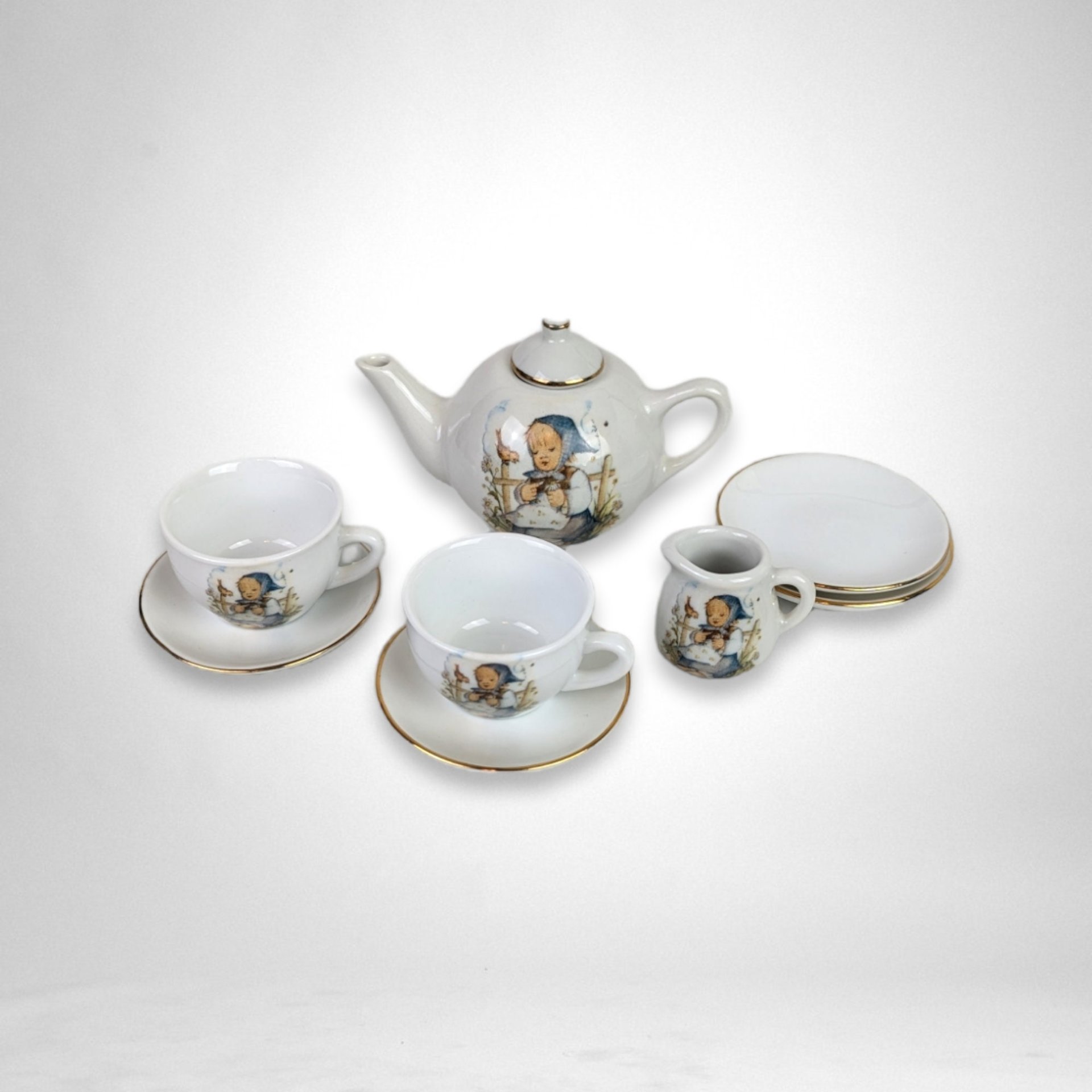 1993 Hummel "He Loves Me?" Childs Tea Set
