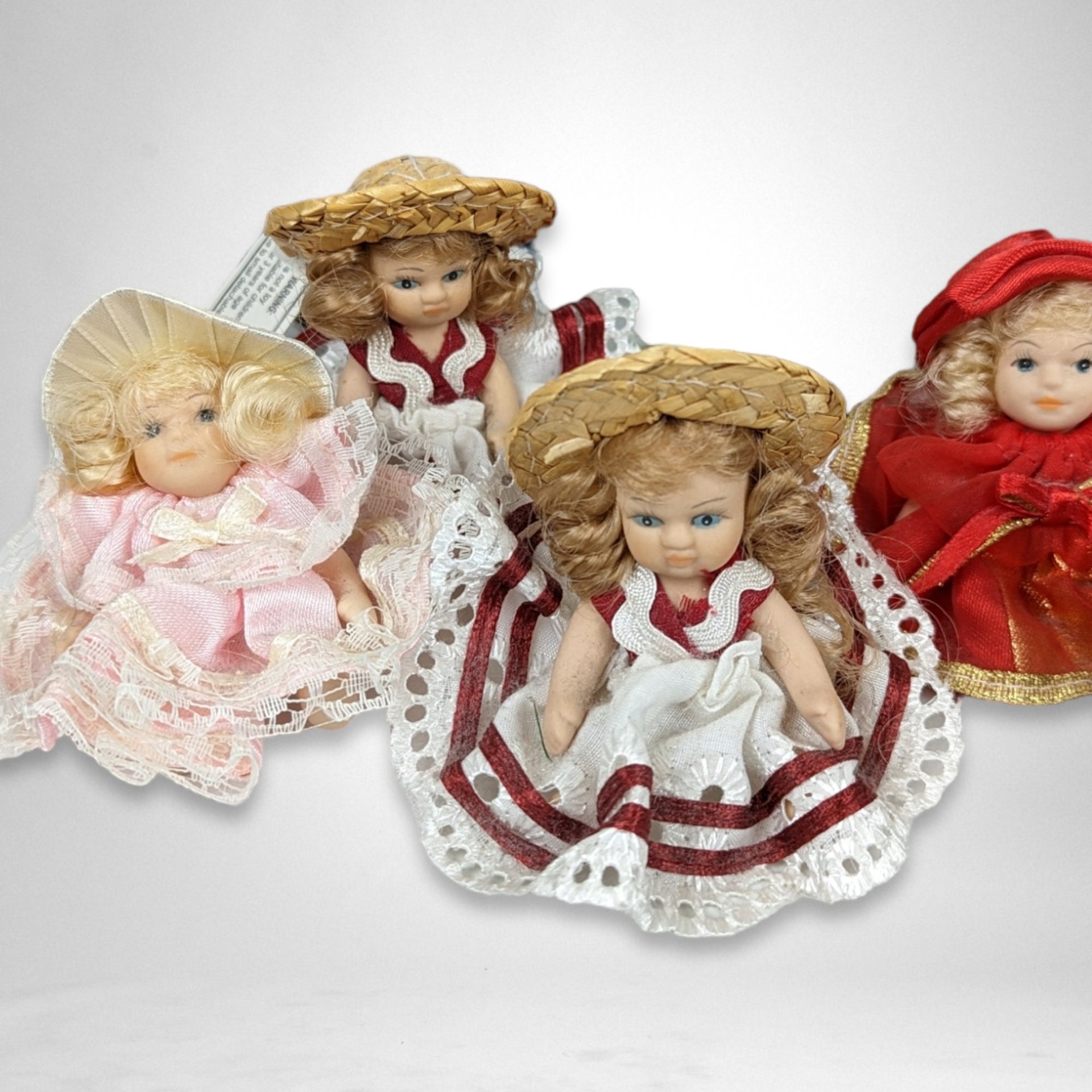 Charming Vintage Porcelain Girl Dolls - Set of 4 (5" Each) or 16 (2.5" Each) - Your Choice