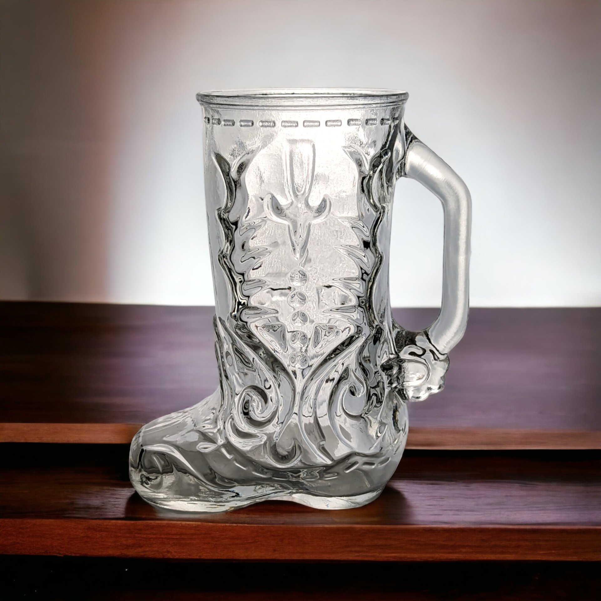 Vintage Glass Cowboy Boot Mug