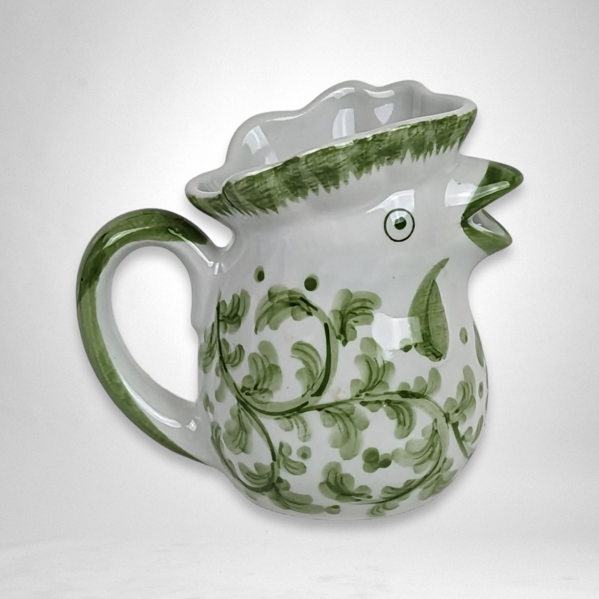 Pair of Vintage Blue and Green Chicken Creamers