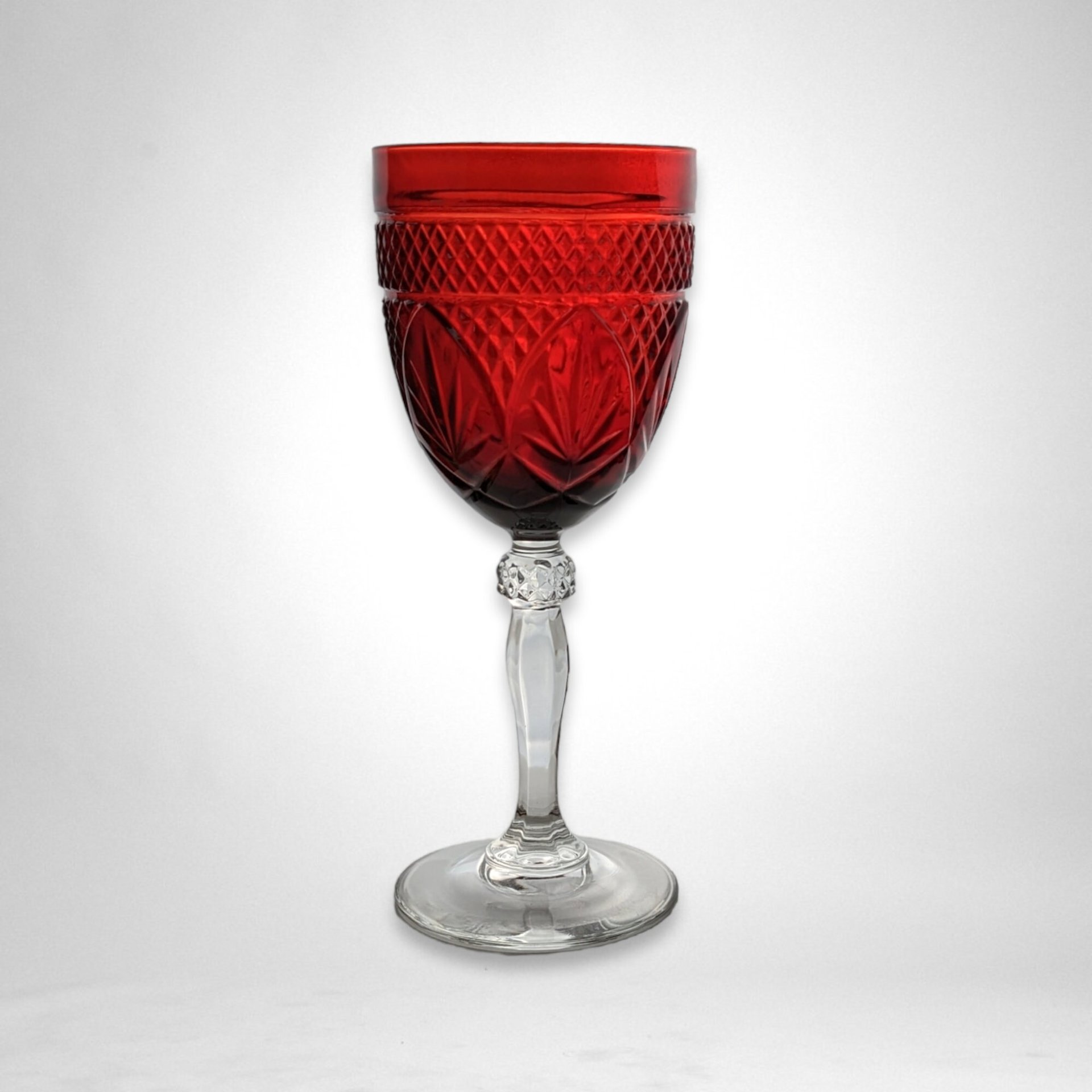 Vintage Ruby Red Water Goblets | Set of 4 | 8" Tall | Elegant Tableware | Cristal D'Arques Durand |  French Glass