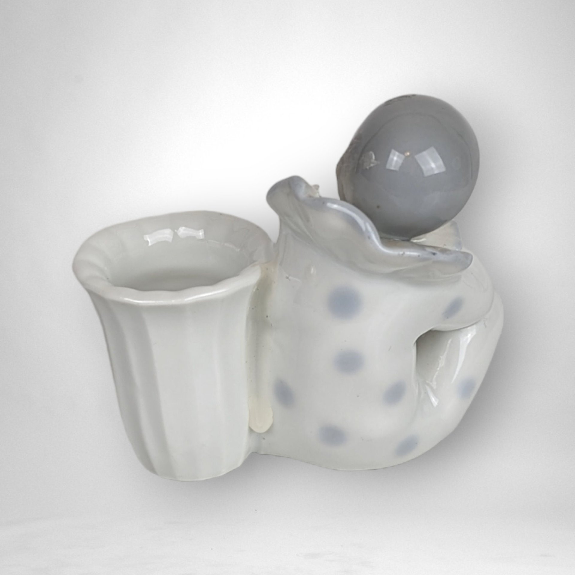 Otigiri Pierrot Clown Single Tapered Candle Holder - Whimsical Tabletop Decor