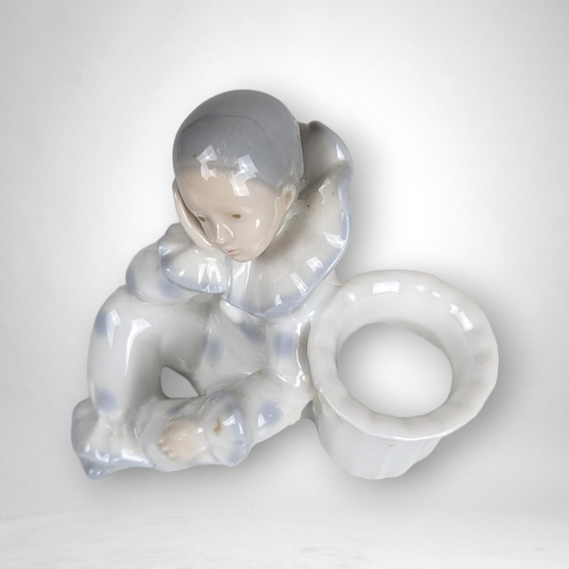 Otigiri Pierrot Clown Single Tapered Candle Holder - Whimsical Tabletop Decor