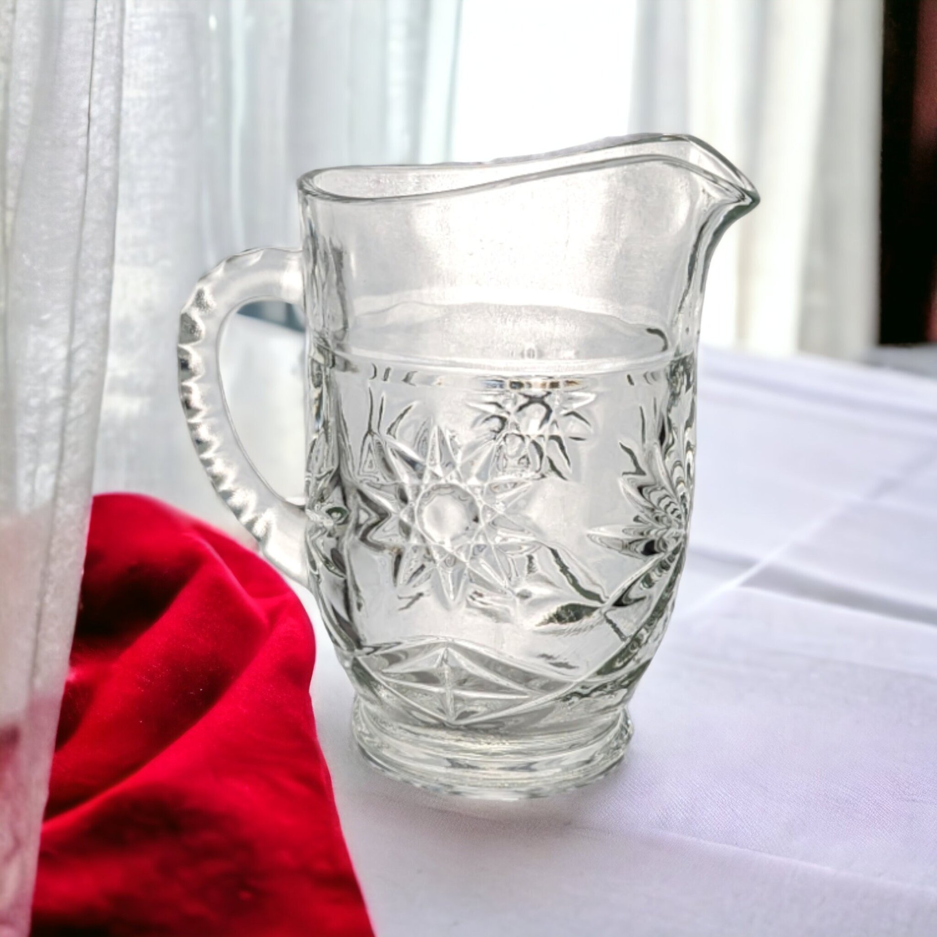 Anchor Hocking Prescut Glass Pint Pitcher