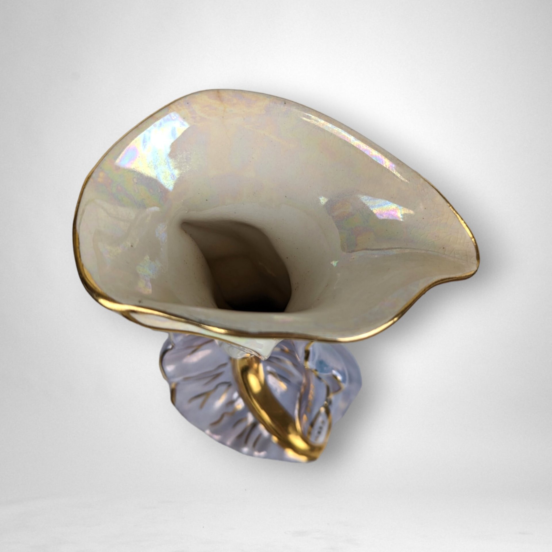 Vintage Kass Iridescent Calla Lily Ceramic Vase